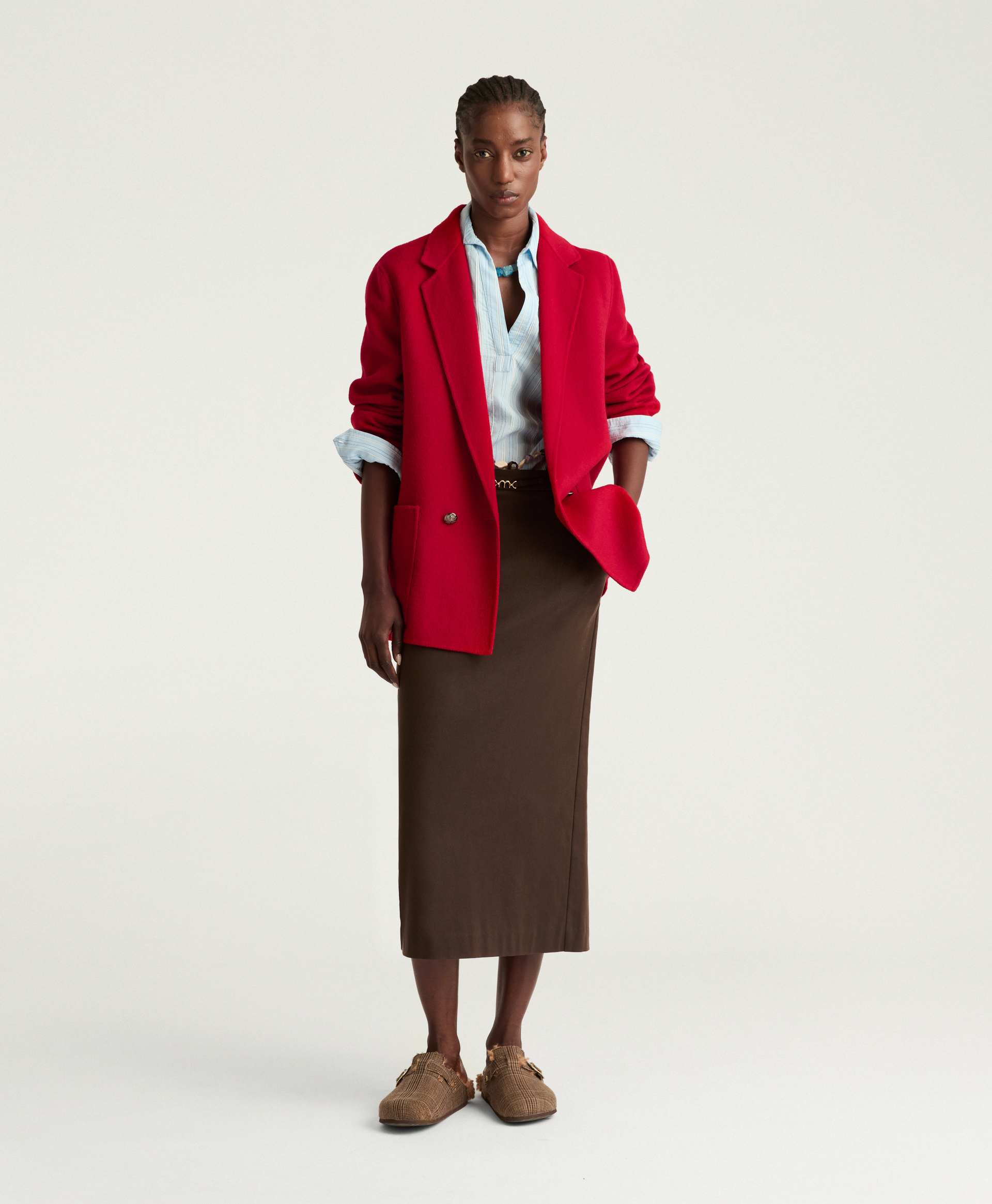EVELYN COAT IN DOUBLE-FACE WOOL - RED - Momonì