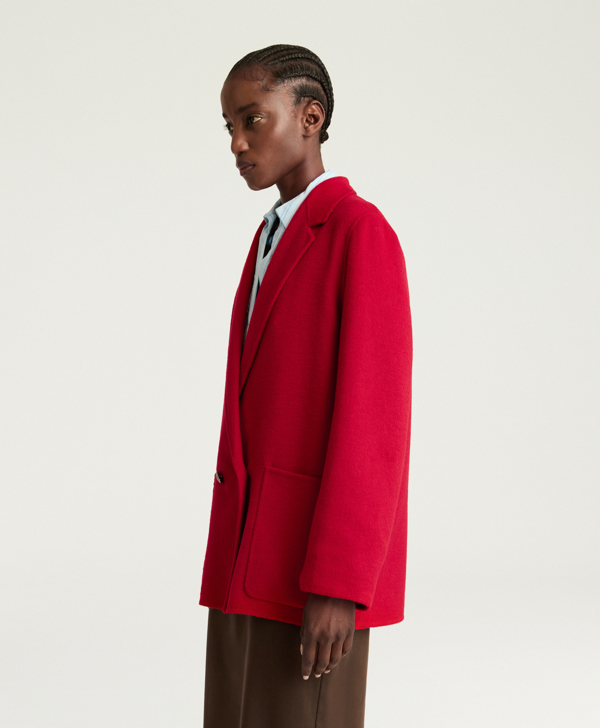 EVELYN COAT IN DOUBLE-FACE WOOL - RED - Momonì