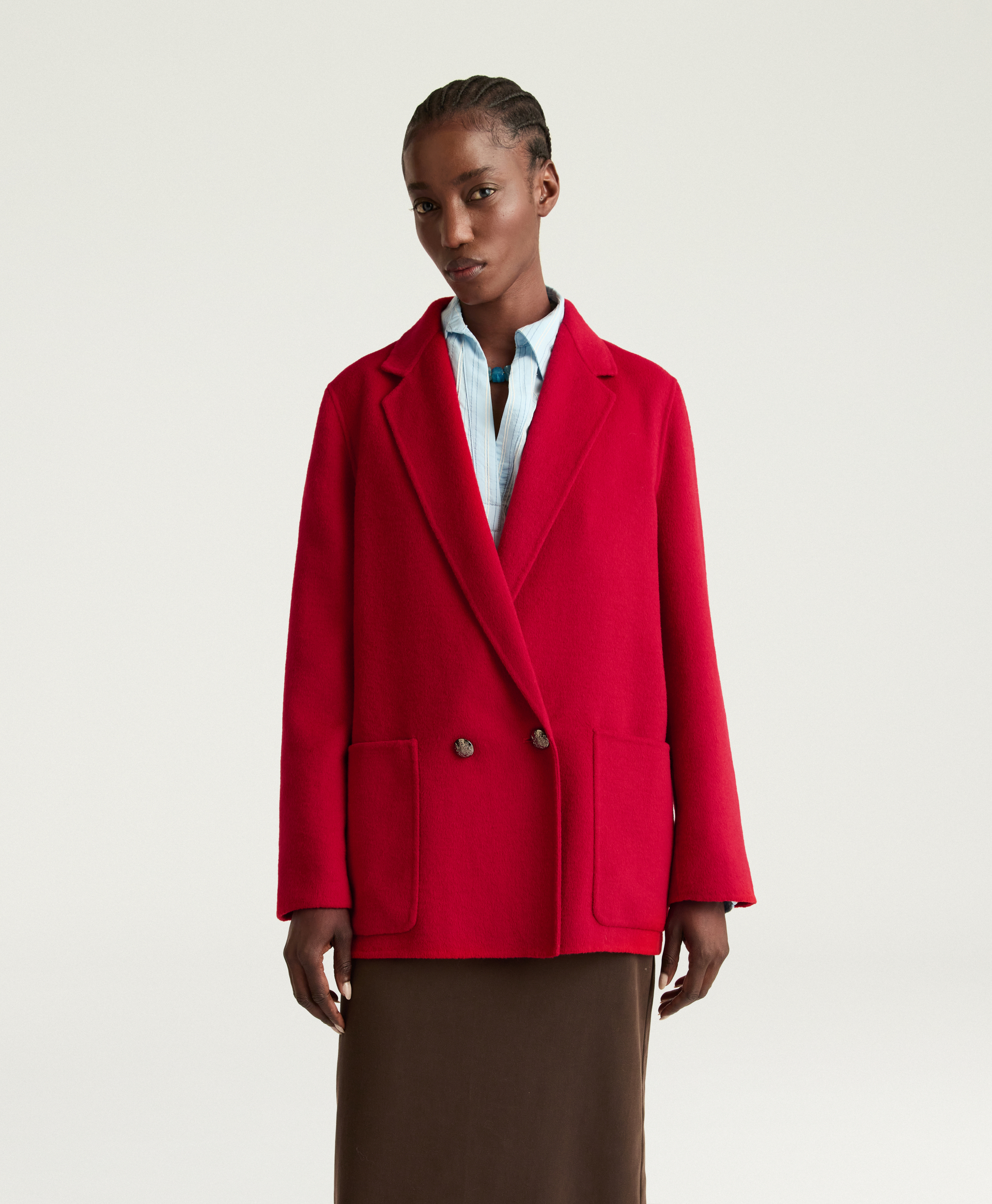 EVELYN COAT IN DOUBLE-FACE WOOL - RED - Momonì
