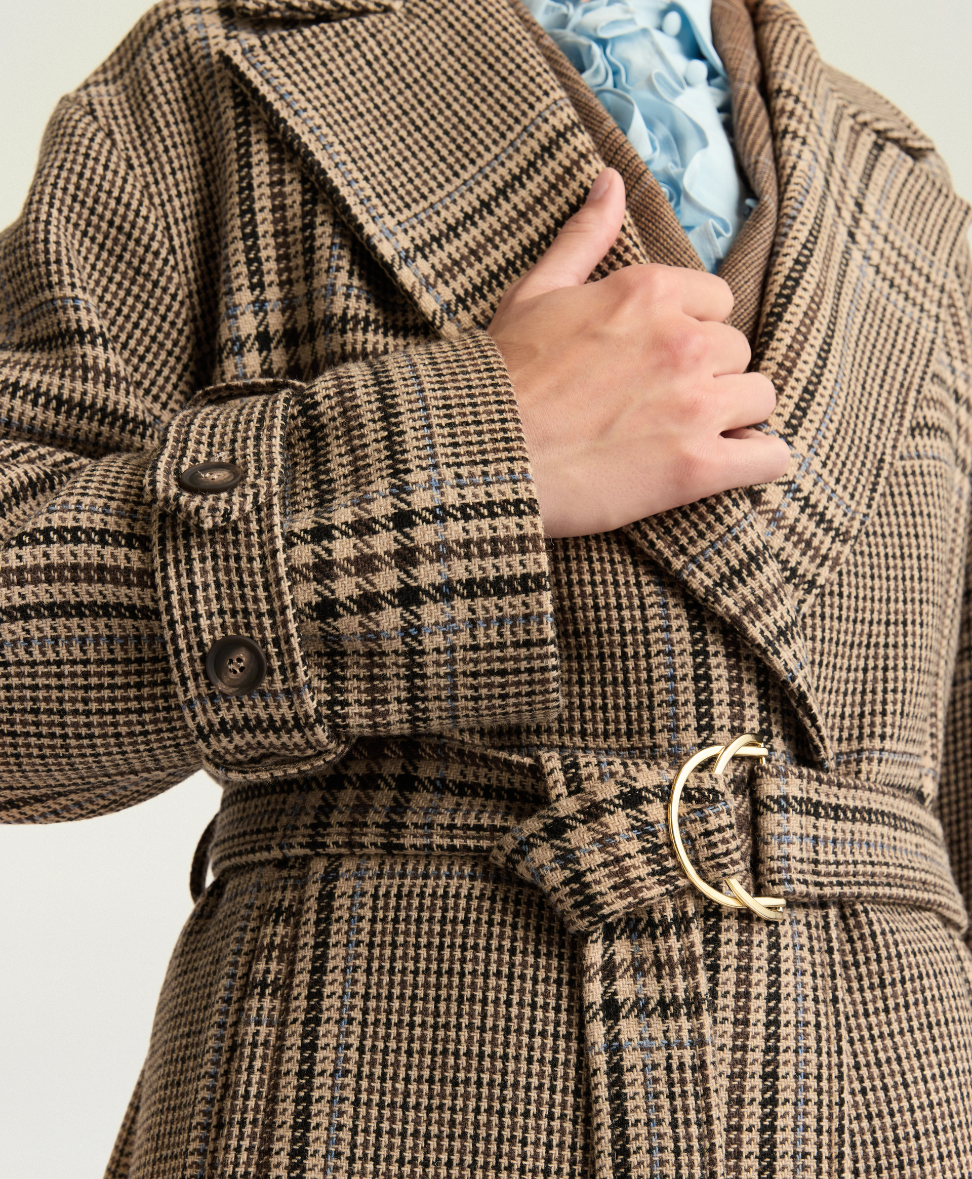 TED COAT IN MAXI PRINCE OF WALES CHECK WOOL - CARAMEL MULTICOLOR - Momonì