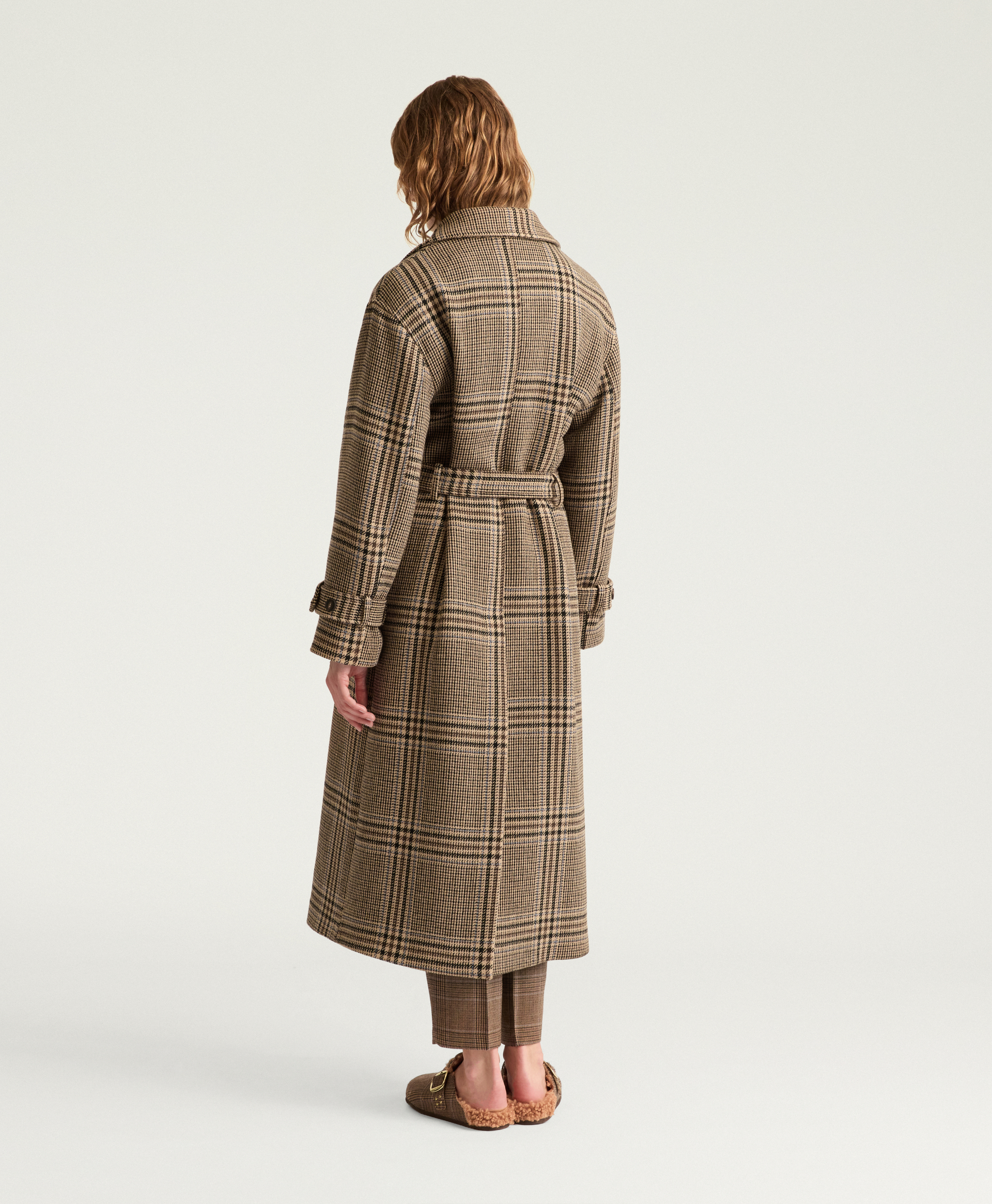 TED COAT IN MAXI PRINCE OF WALES CHECK WOOL - CARAMEL MULTICOLOR - Momonì