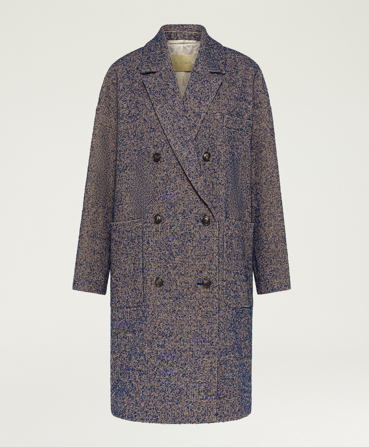 MANTEAU DUKE EN NATTE LAINE BOUCLÉ - MARRON/BLEU - Momonì