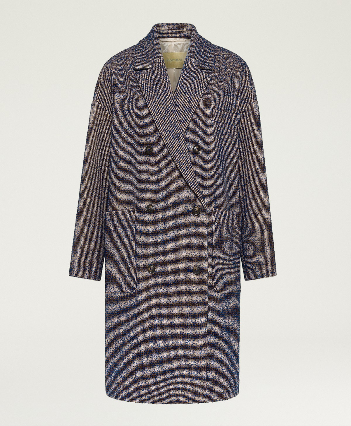 MANTEAU DUKE EN NATTE LAINE BOUCLÉ - MARRON/BLEU - Clothing - Momonì