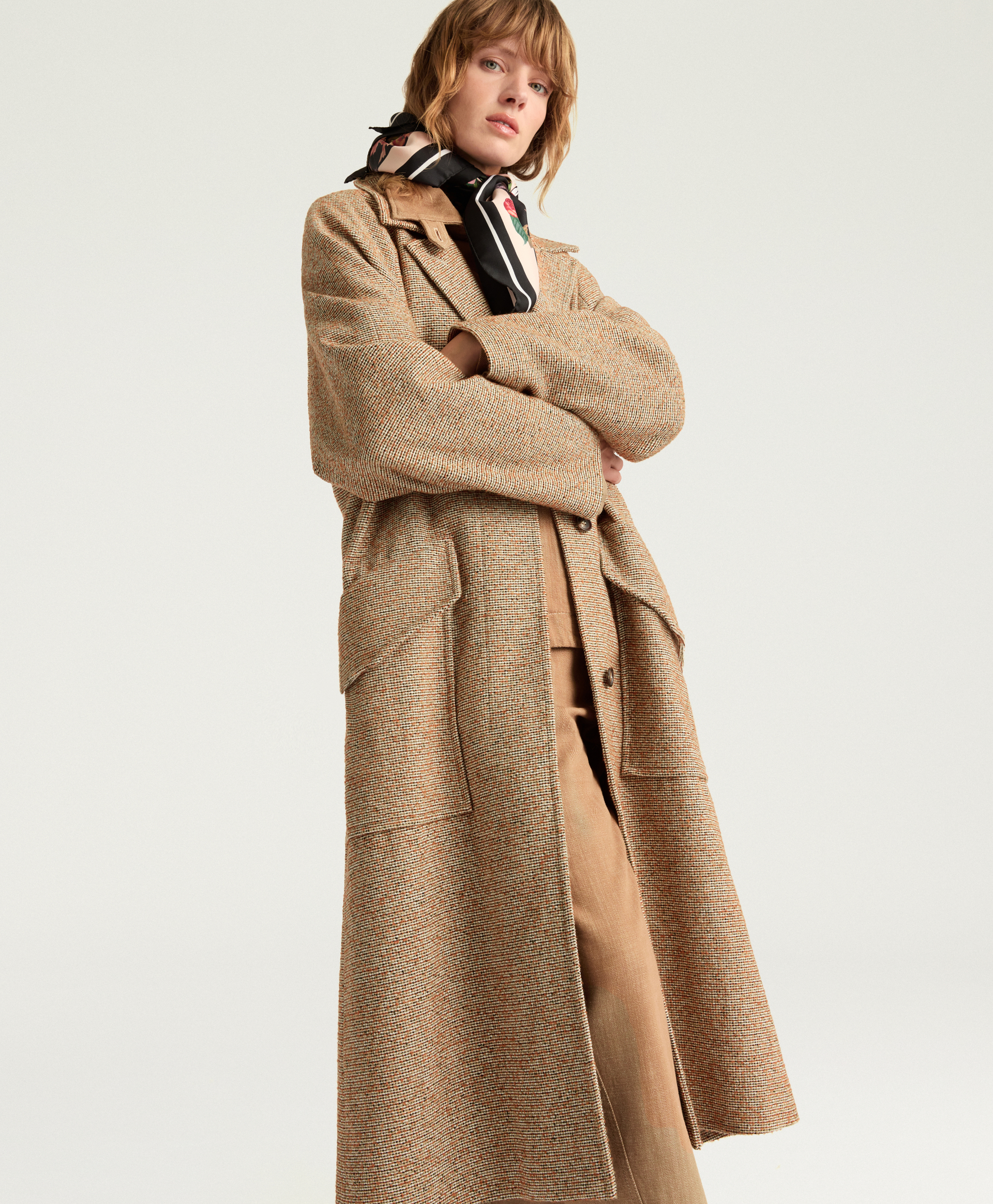 LONDON COAT IN WOVEN BOUCLE WOOL - GREEN/SHARD - Momonì