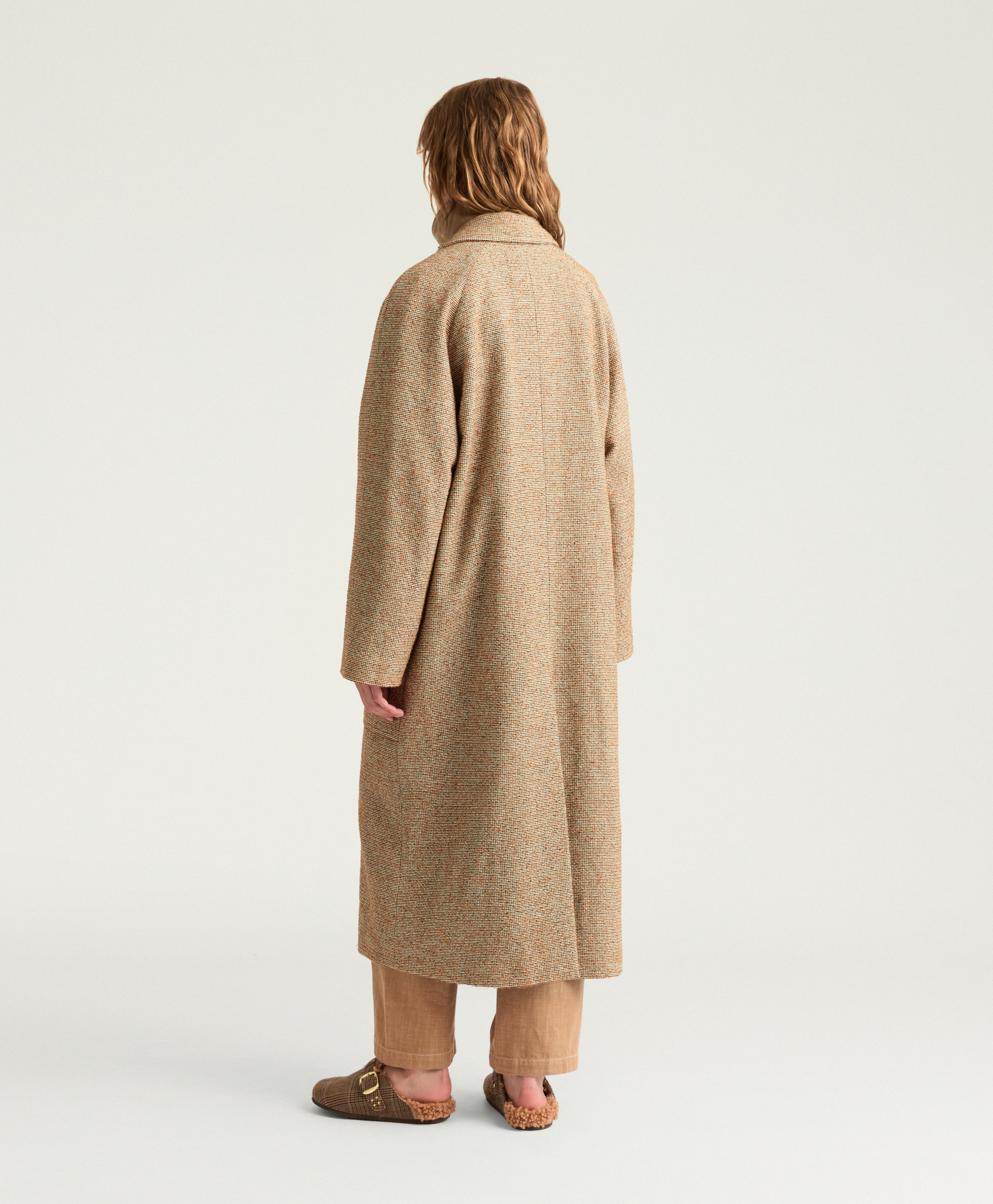 LONDON COAT IN WOVEN BOUCLE WOOL - GREEN/SHARD - Momonì