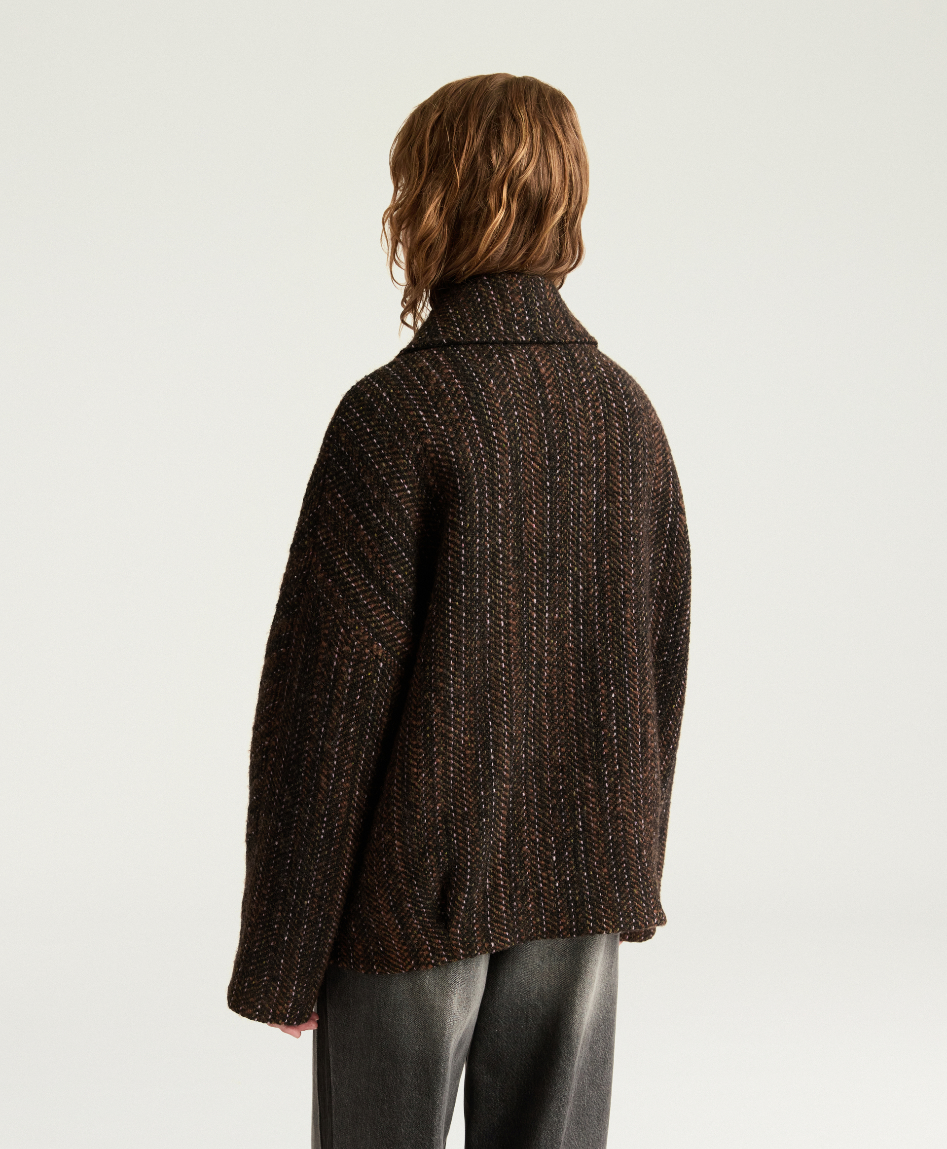 MANTEAU LORD EN MAXI CHEVRON DE LAINE BOUCLÉ - MULTICOLORE NOIR - Momonì