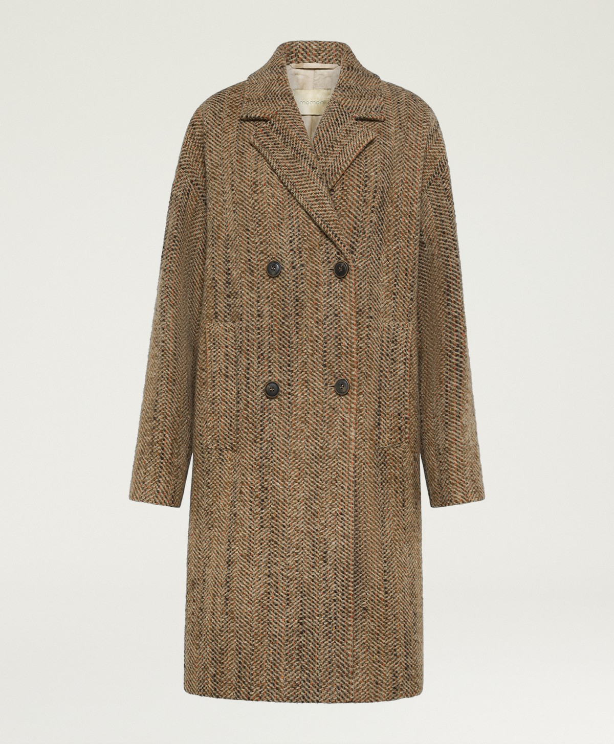 LANCASTER COAT IN MAXI HERRINGBONE BOUCLE WOOL - BEIGE MULTICOLOR - Momonì