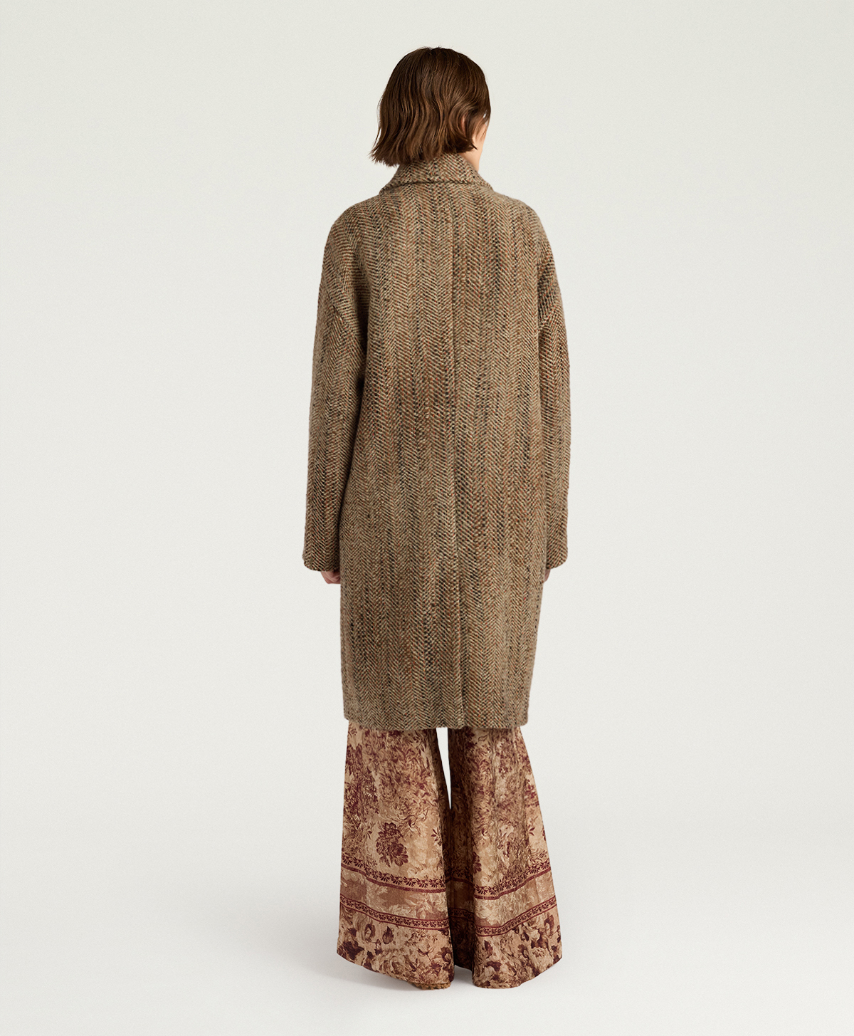 MANTEAU LANCASTER EN MAXI CHEVRON DE LAINE BOUCLÉ - MULTICOLORE BEIGE - Momonì