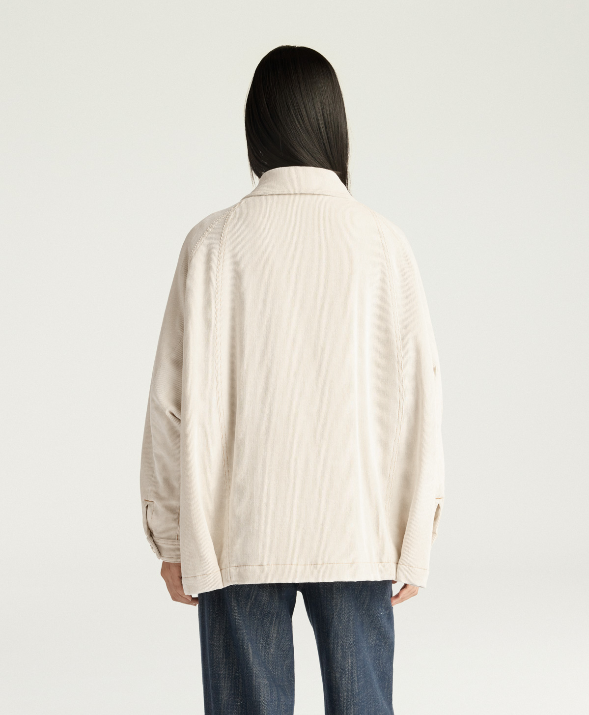 MANTEAU YAME EN VELOURS  À CÔTES STRETCH - CRÈME - Momonì