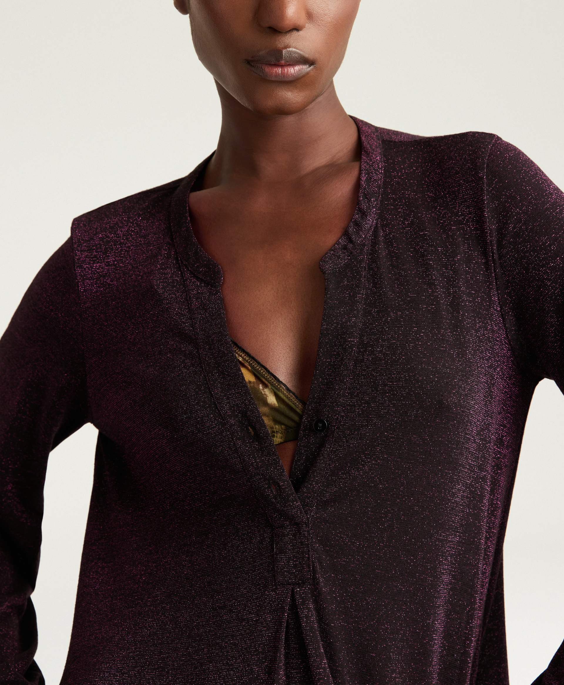 ROBE AMEDE EN JERSEY LUREX UNI - CERISE NOIRE - Momonì
