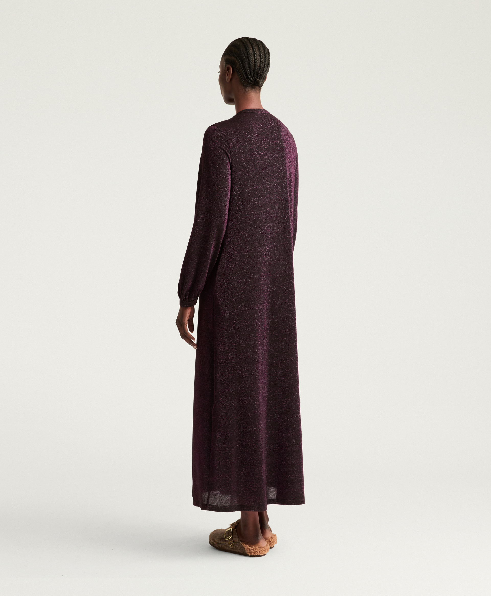 ROBE AMEDE EN JERSEY LUREX UNI - CERISE NOIRE - Momonì