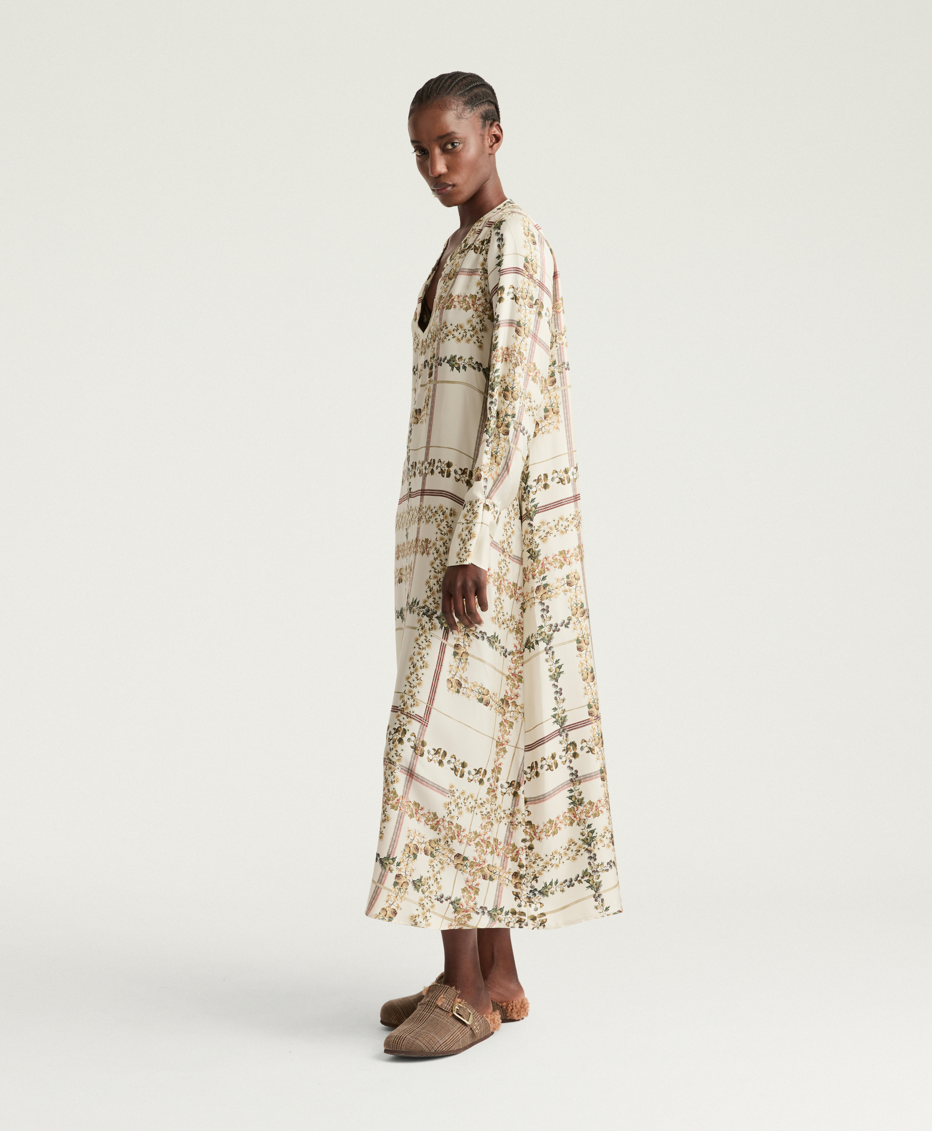 VESTITO CARLISE IN TWILL DI SETA STAMPATO - MULTICOLOR PANNA - Momonì