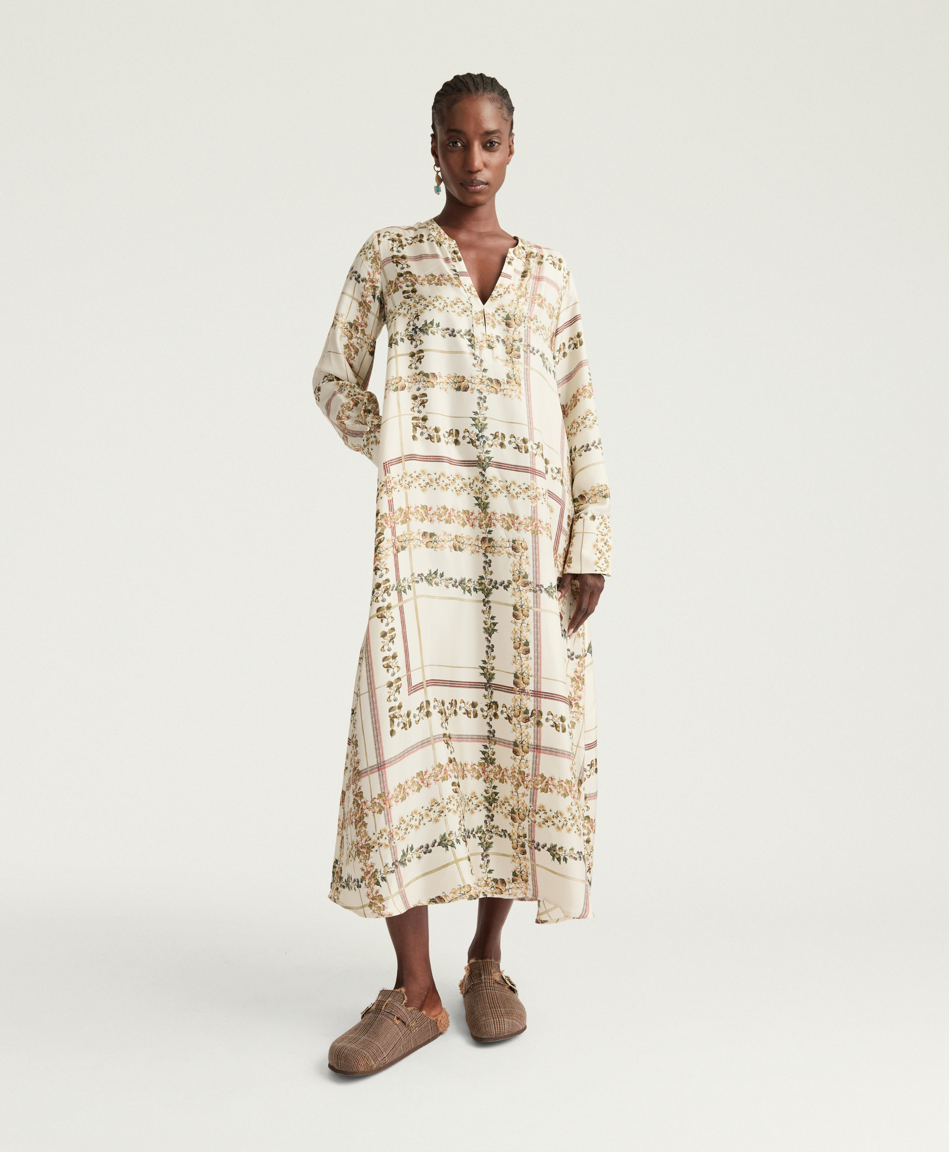 VESTITO CARLISE IN TWILL DI SETA STAMPATO - MULTICOLOR PANNA - Momonì