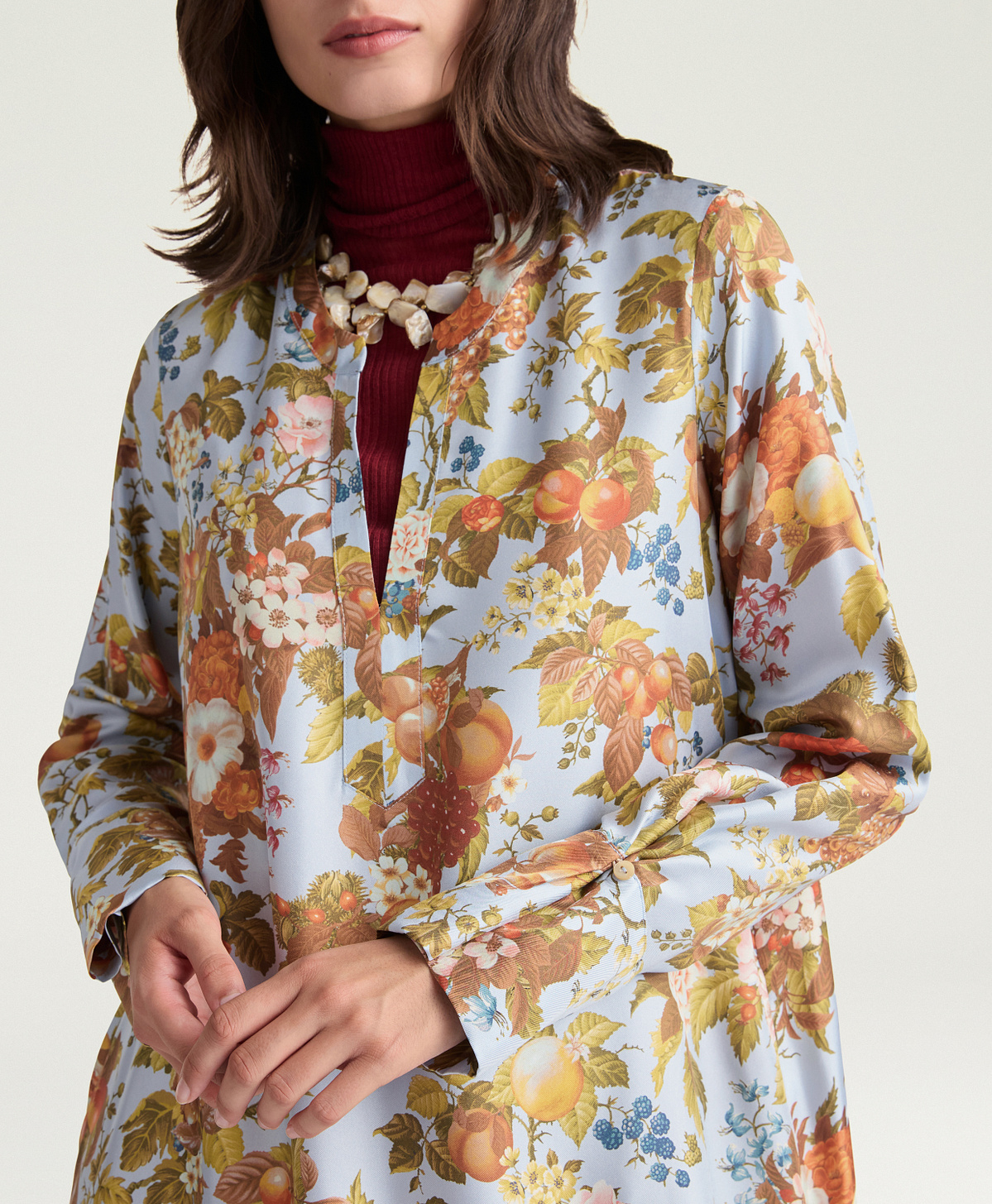 VESTITO CARLISE IN TWILL DI SETA STAMPATO - MULTICOLOR POLVEROSO - Momonì