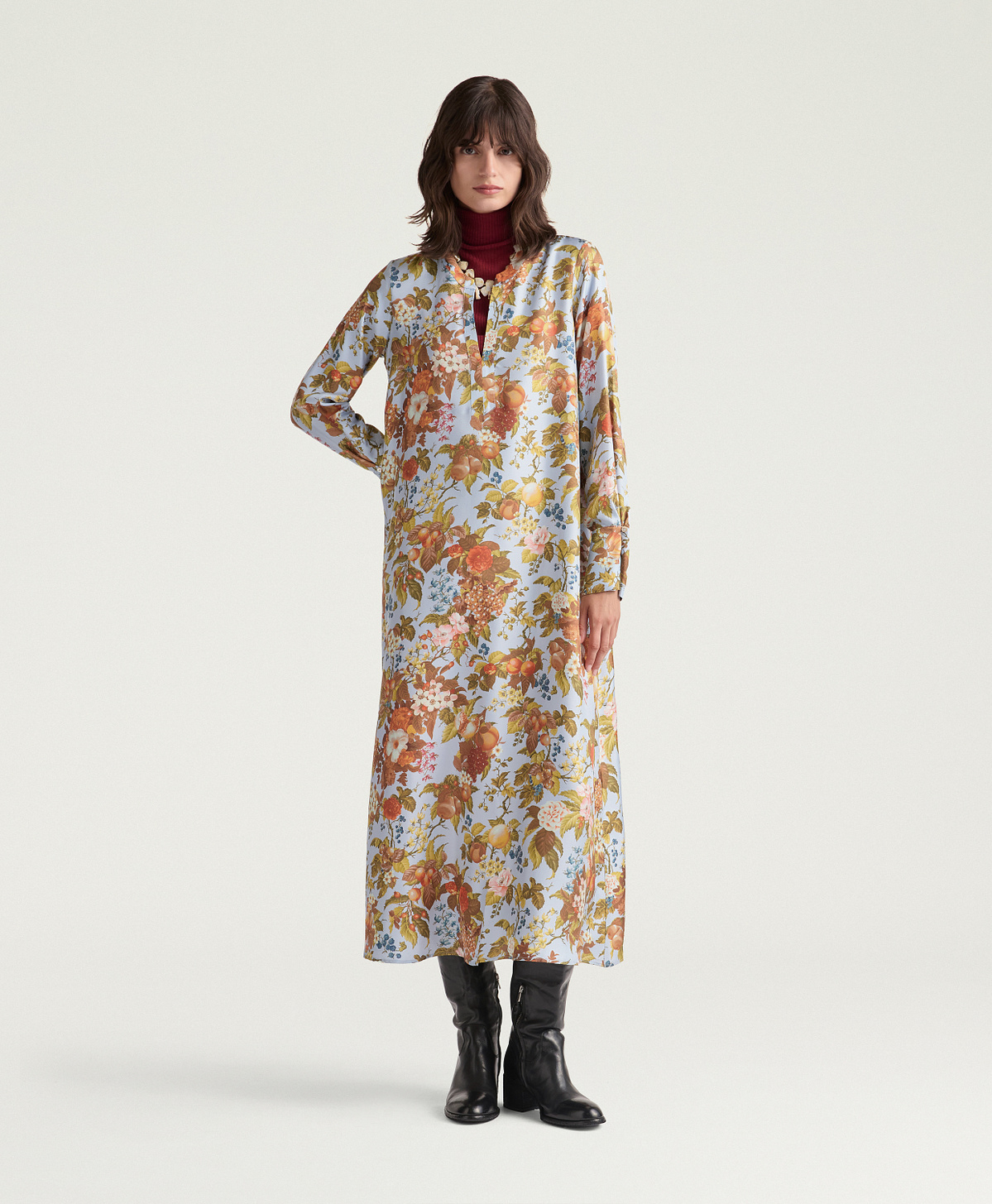 VESTITO CARLISE IN TWILL DI SETA STAMPATO - MULTICOLOR POLVEROSO - Momonì