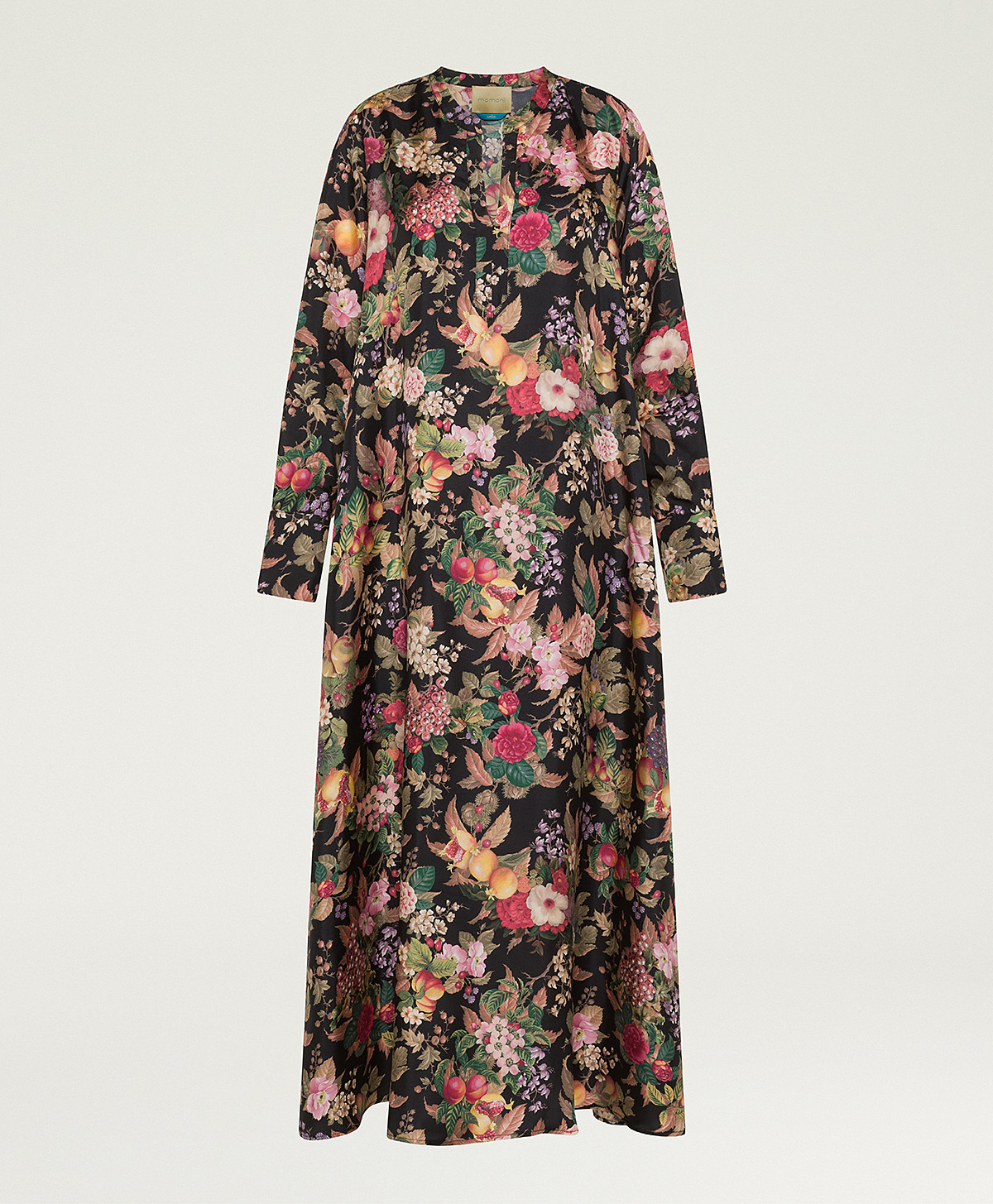 CARLISE DRESS IN PRINTED SILK TWILL - BLACK MULTICOLOR - Momonì