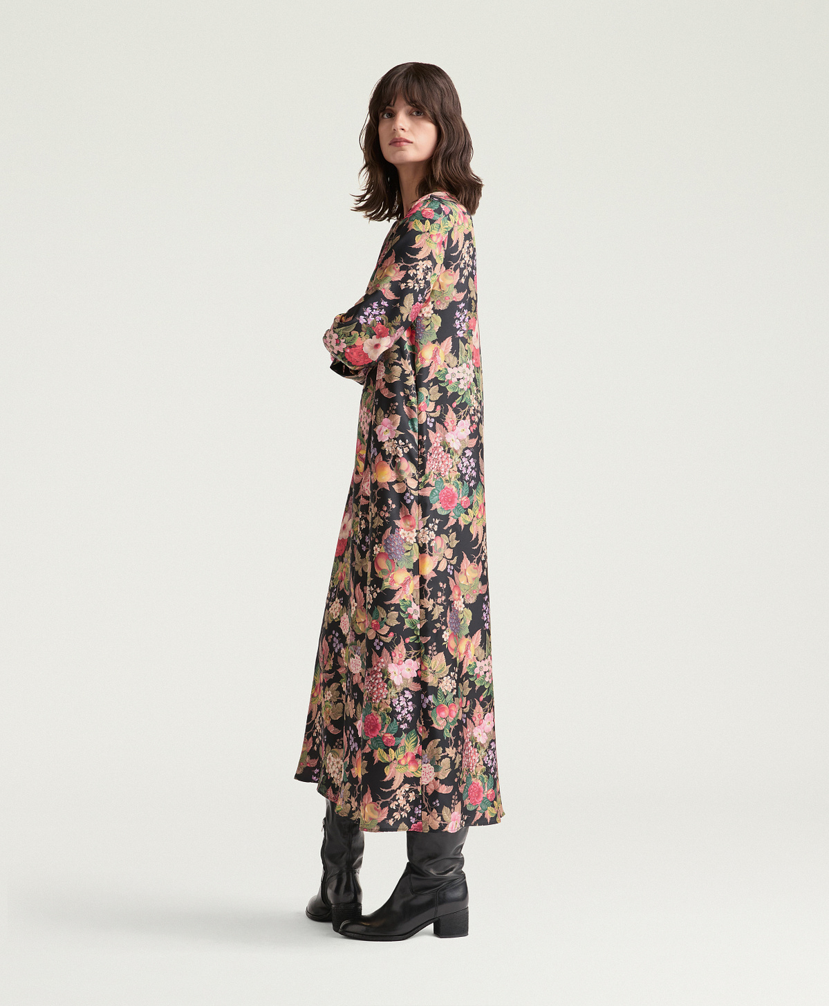 VESTITO CARLISE IN TWILL DI SETA STAMPATO - MULTICOLOR NERO - Momonì