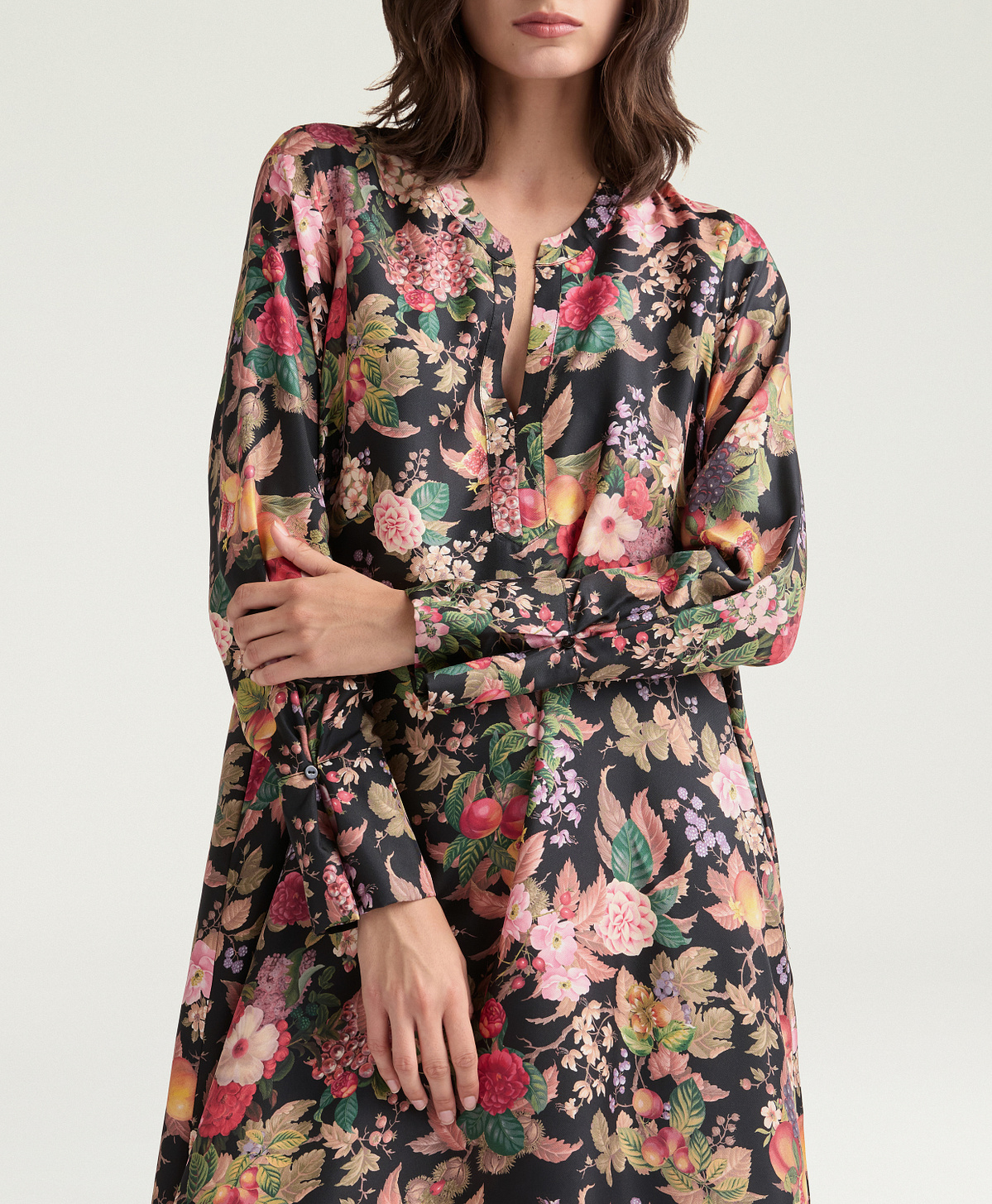 VESTITO CARLISE IN TWILL DI SETA STAMPATO - MULTICOLOR NERO - Momonì