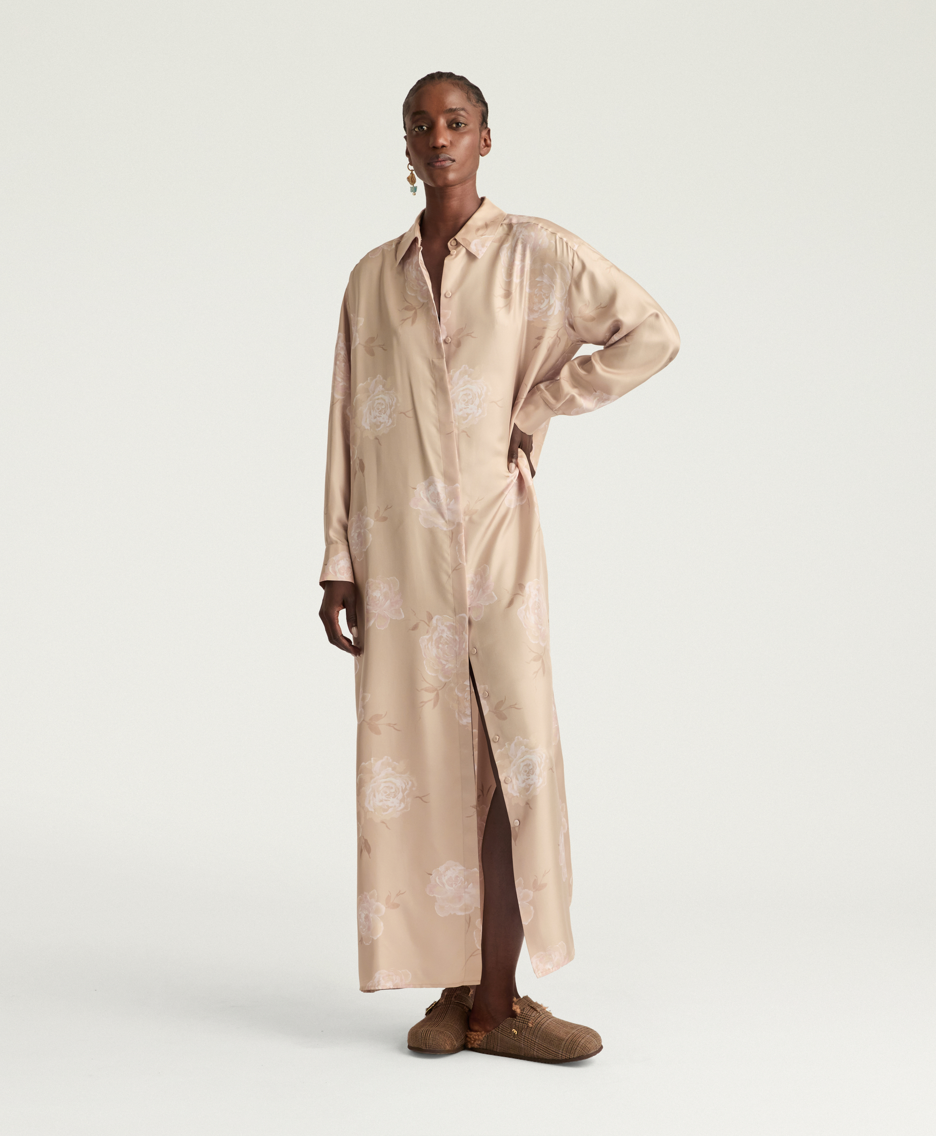 ROBE JOSEPHINE EN TWILL DE SOIE IMPRIMÉ - MULTICOLORE ROSÉ - Momonì