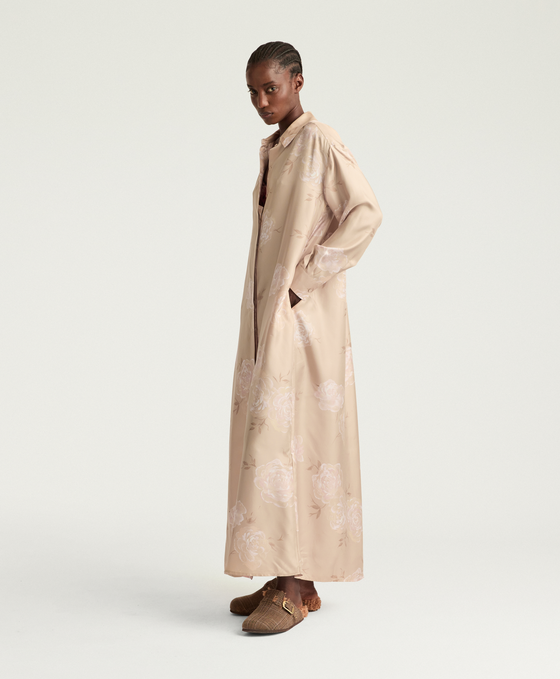 ROBE JOSEPHINE EN TWILL DE SOIE IMPRIMÉ - MULTICOLORE ROSÉ - Momonì