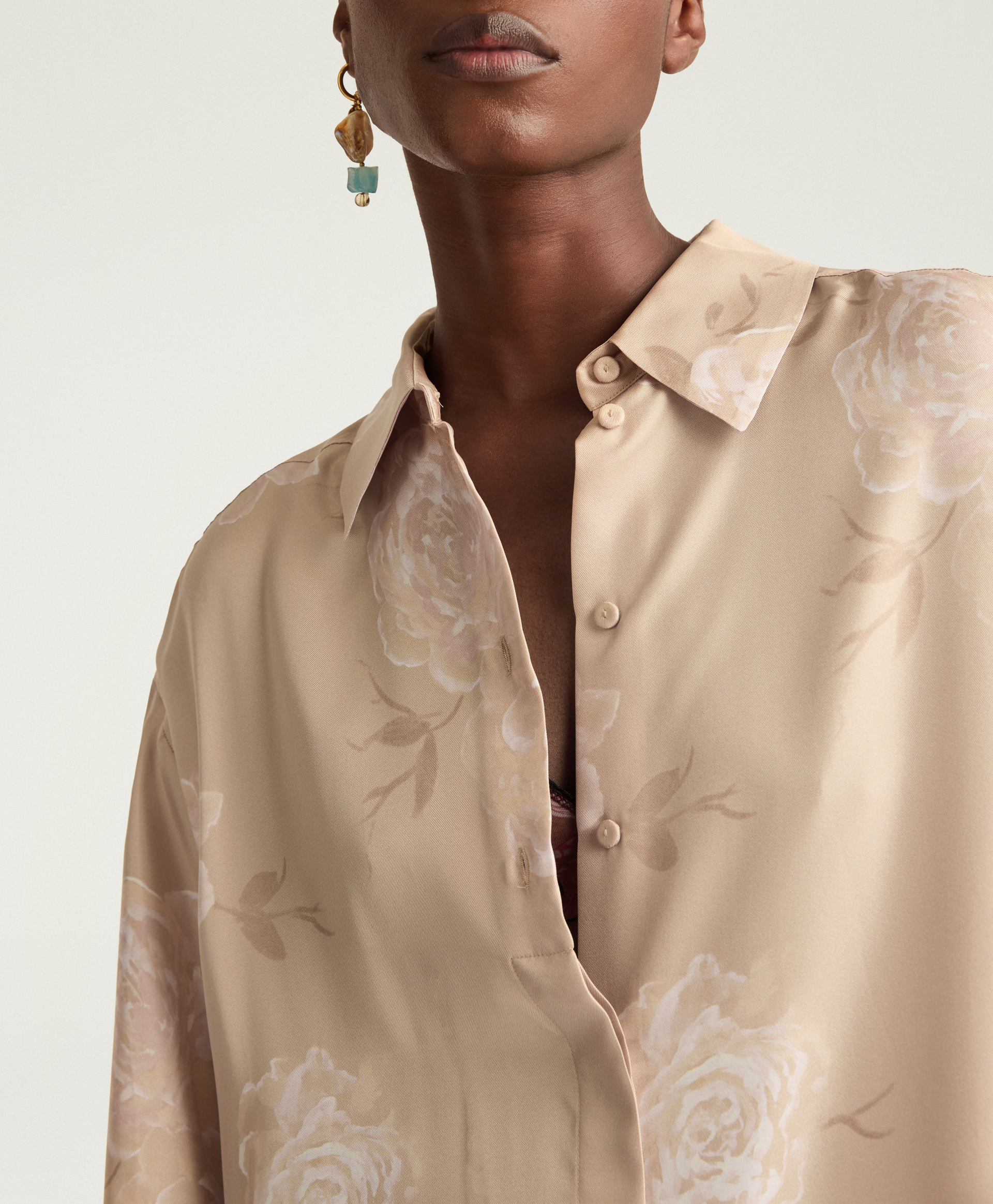 ROBE JOSEPHINE EN TWILL DE SOIE IMPRIMÉ - MULTICOLORE ROSÉ - Momonì