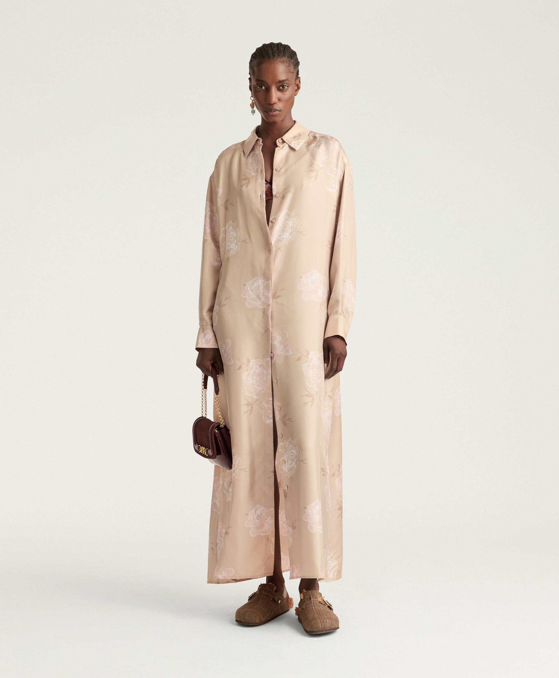 ROBE JOSEPHINE EN TWILL DE SOIE IMPRIMÉ - MULTICOLORE ROSÉ - Momonì