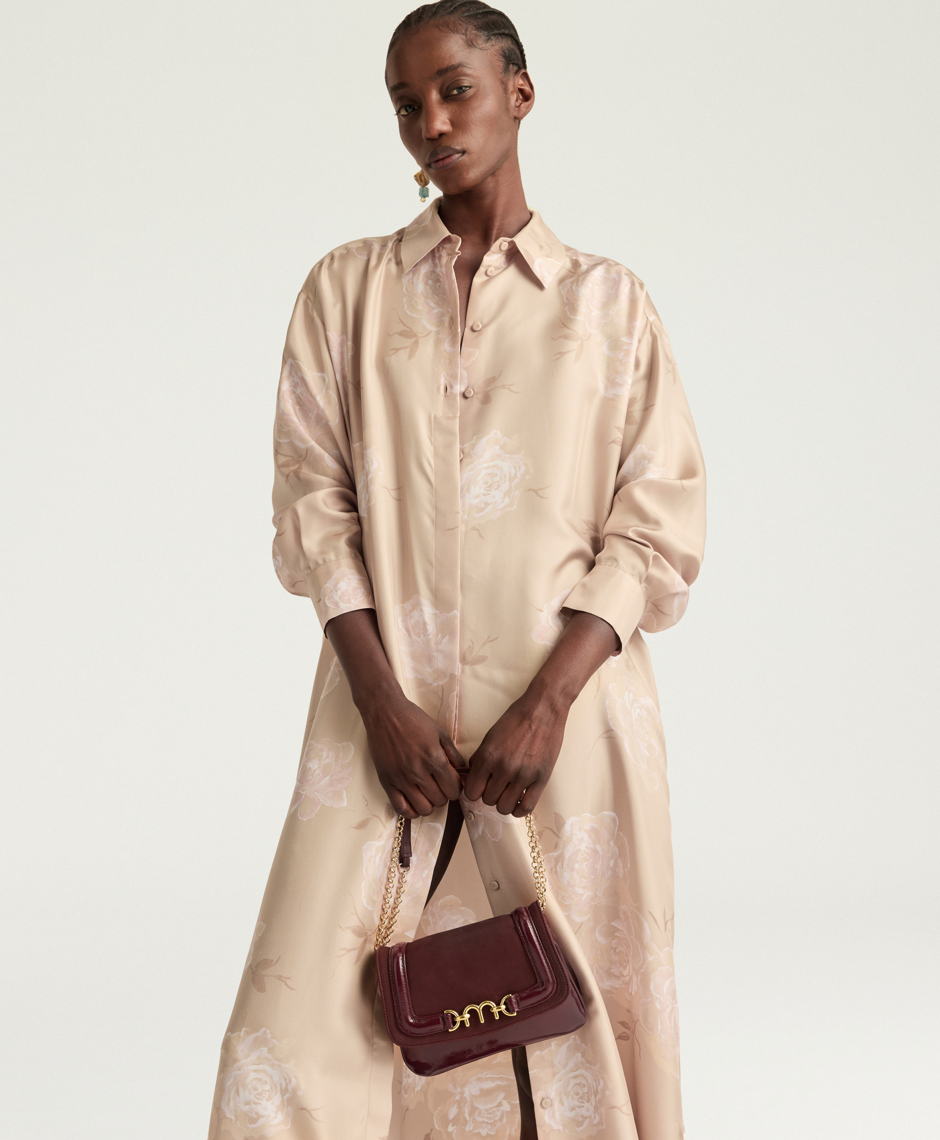 ROBE JOSEPHINE EN TWILL DE SOIE IMPRIMÉ - MULTICOLORE ROSÉ - Momonì
