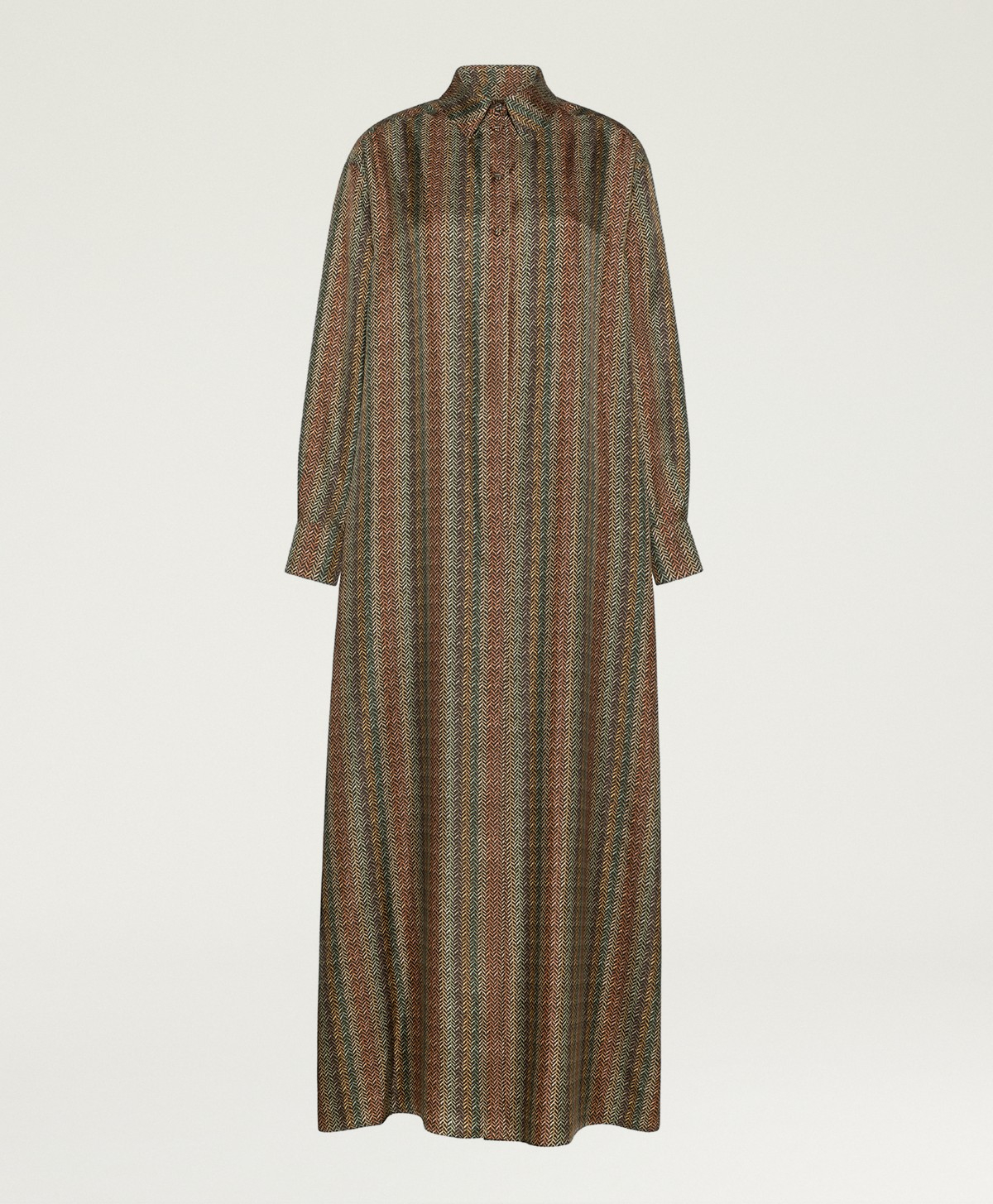 JOSEPHINE DRESS IN PRINTED SILK TWILL - BROWN MULTICOLOR - Momonì