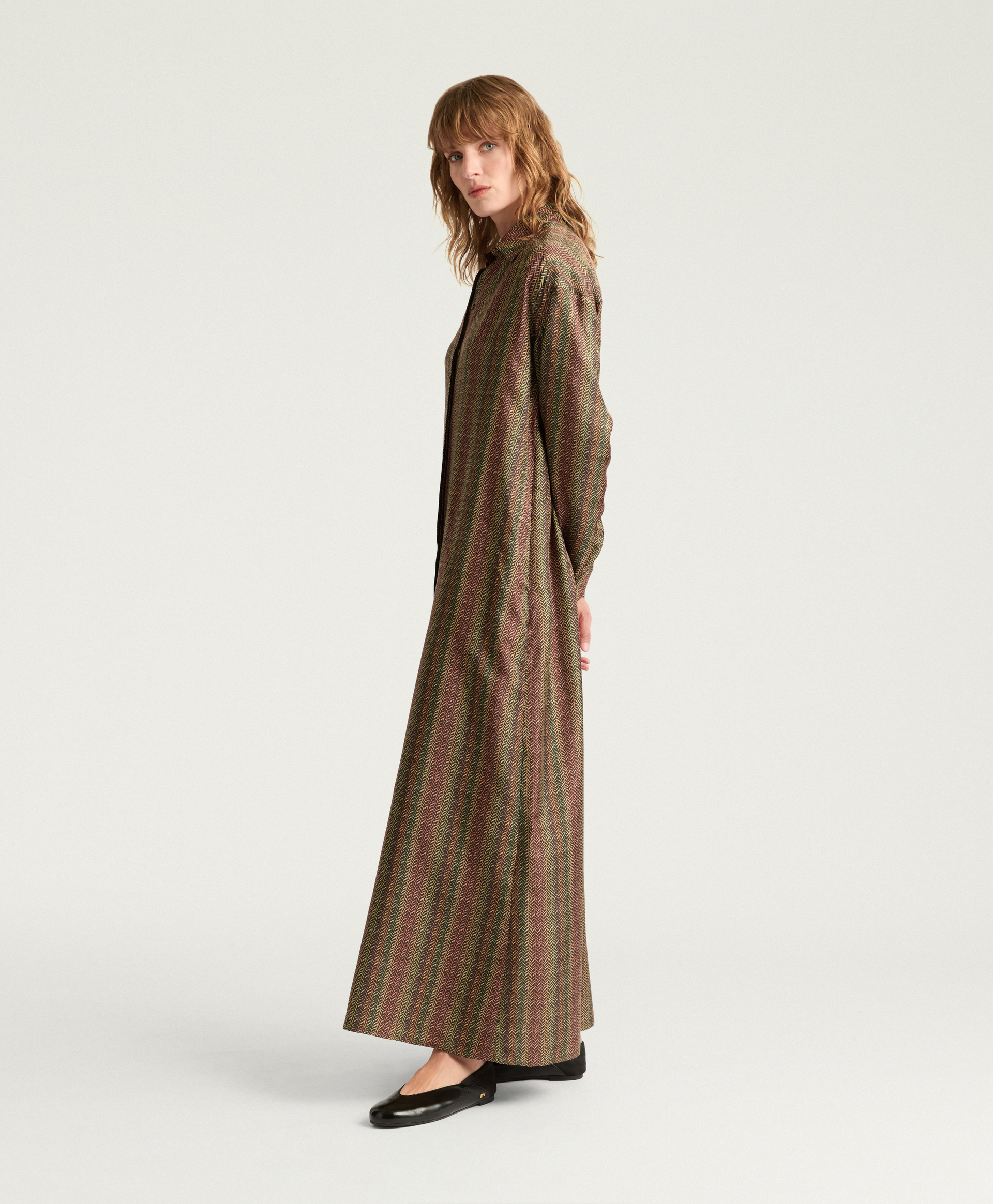 JOSEPHINE DRESS IN PRINTED SILK TWILL - BROWN MULTICOLOR - Momonì