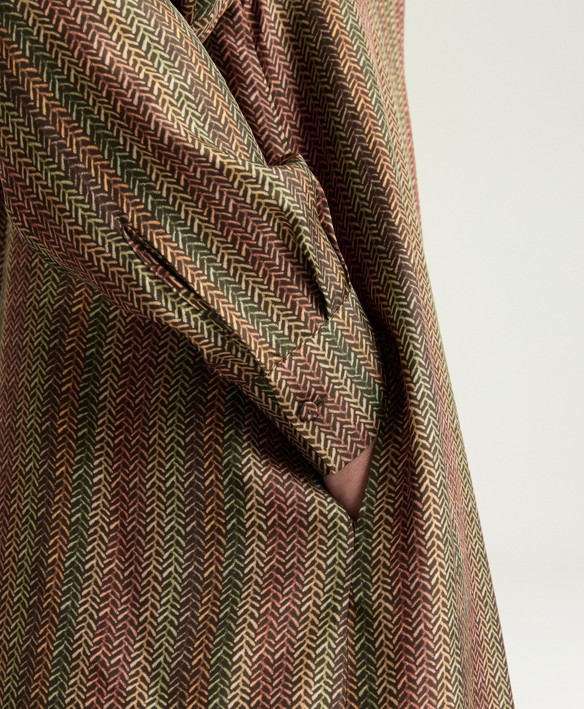 JOSEPHINE DRESS IN PRINTED SILK TWILL - BROWN MULTICOLOR - Momonì