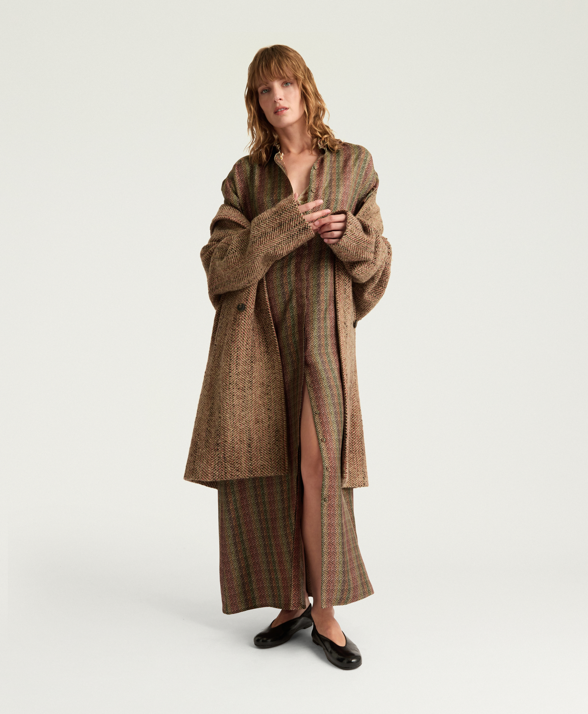 JOSEPHINE DRESS IN PRINTED SILK TWILL - BROWN MULTICOLOR - Momonì
