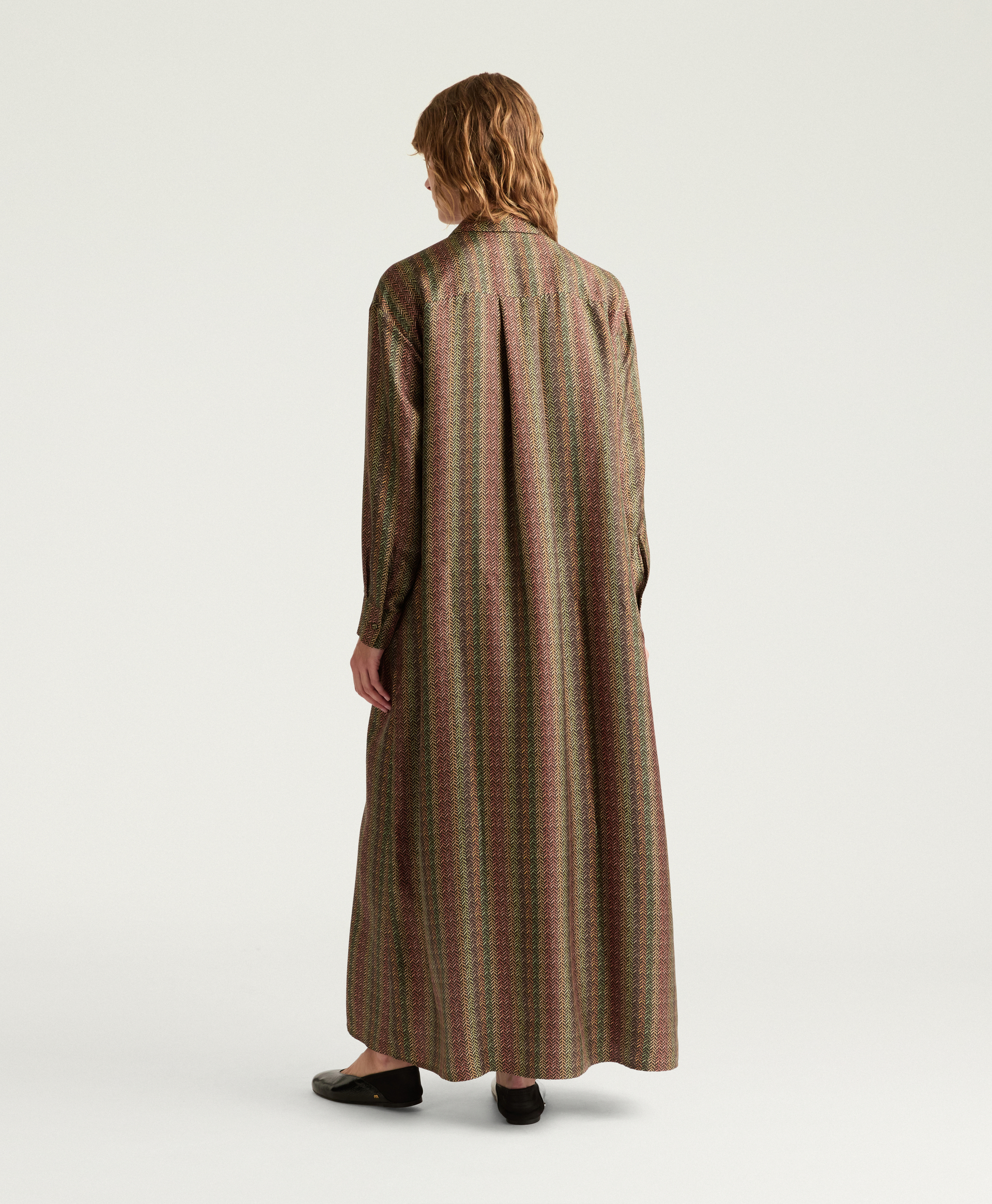 JOSEPHINE DRESS IN PRINTED SILK TWILL - BROWN MULTICOLOR - Momonì