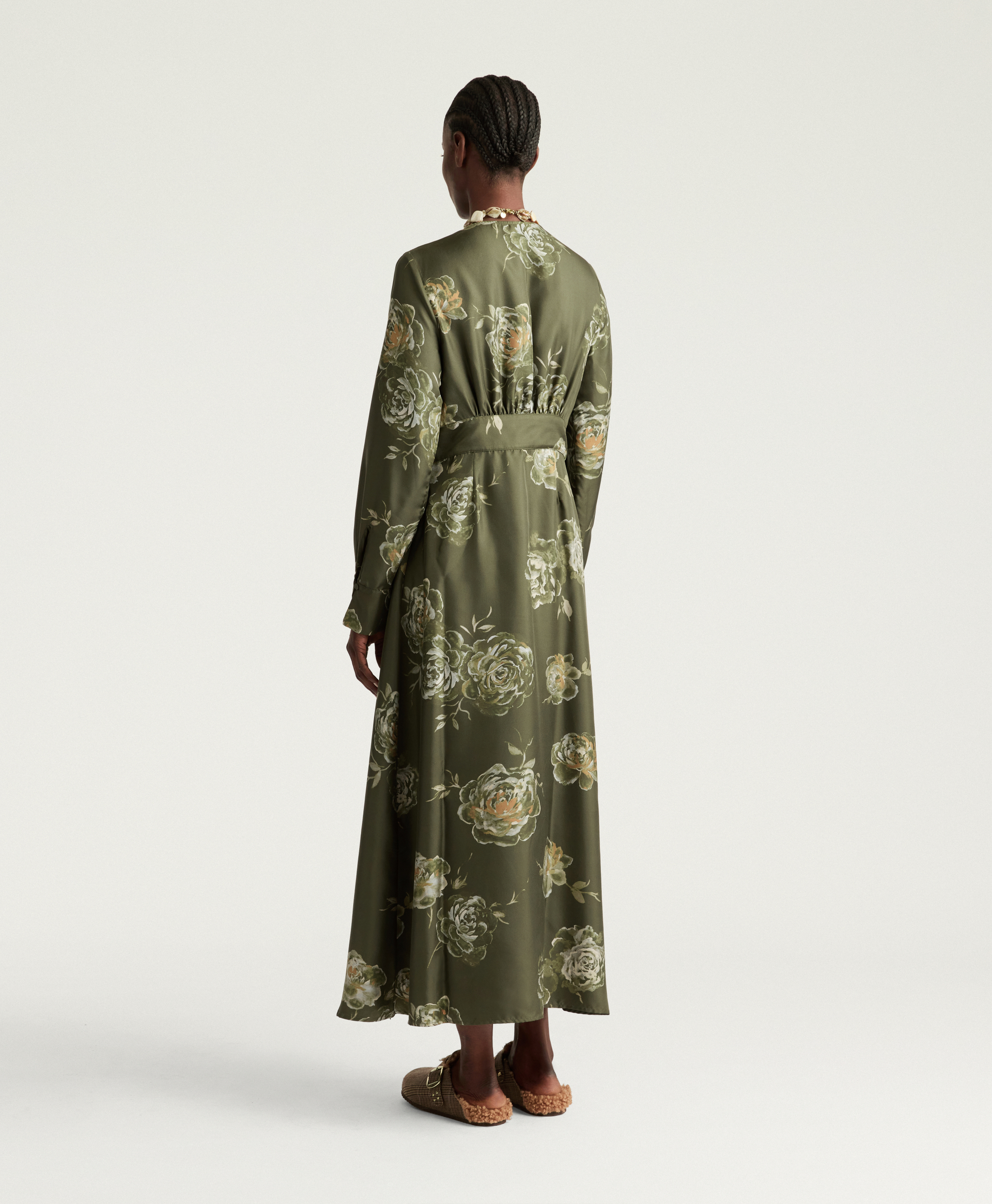 VESTITO BECKA IN TWILL DI SETA STAMPATO - MULTICOLOR OLIVA - Momonì