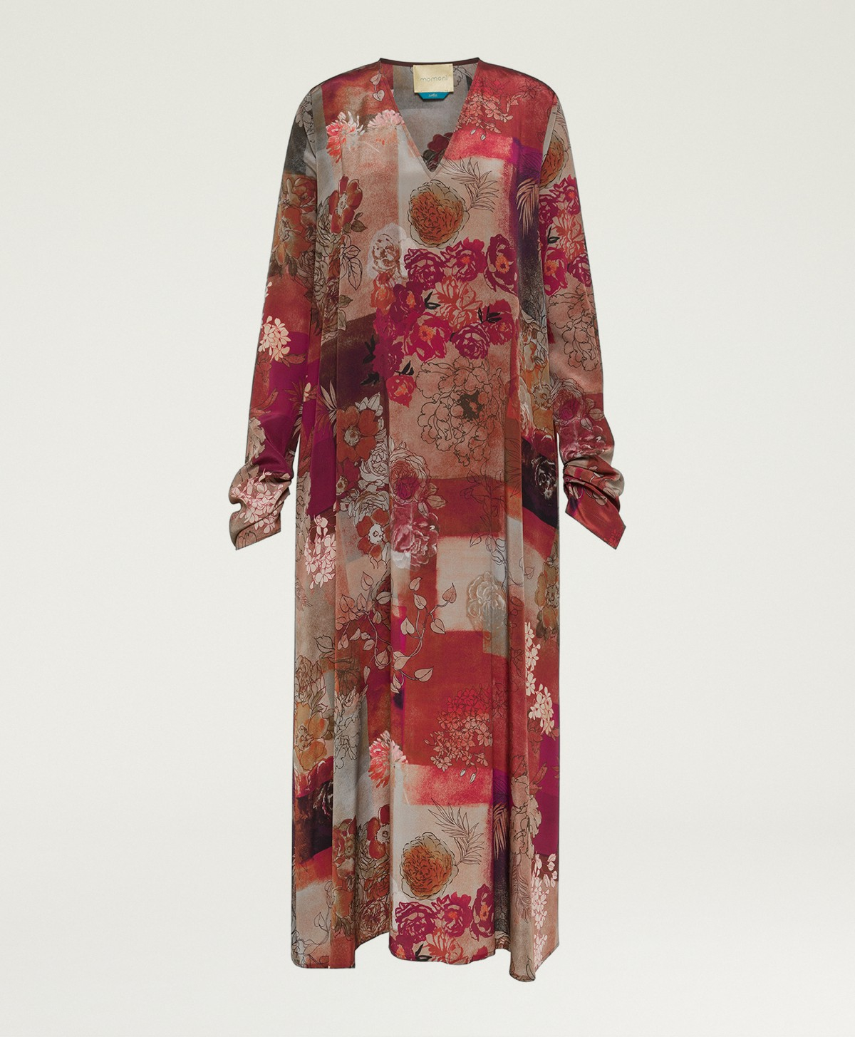 ROBE ORWELL EN CRÊPE DE CHINE IMPRIMÉ - MULTICOLORE BORDEAUX - Momonì