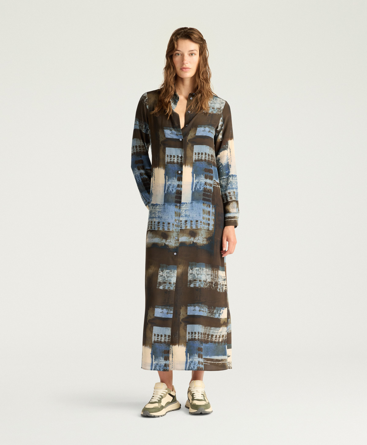 ROBE ROWEN EN CRÊPE DE CHINE IMPRIMÉ - MULTICOLORE CHOCOLAT - Momonì