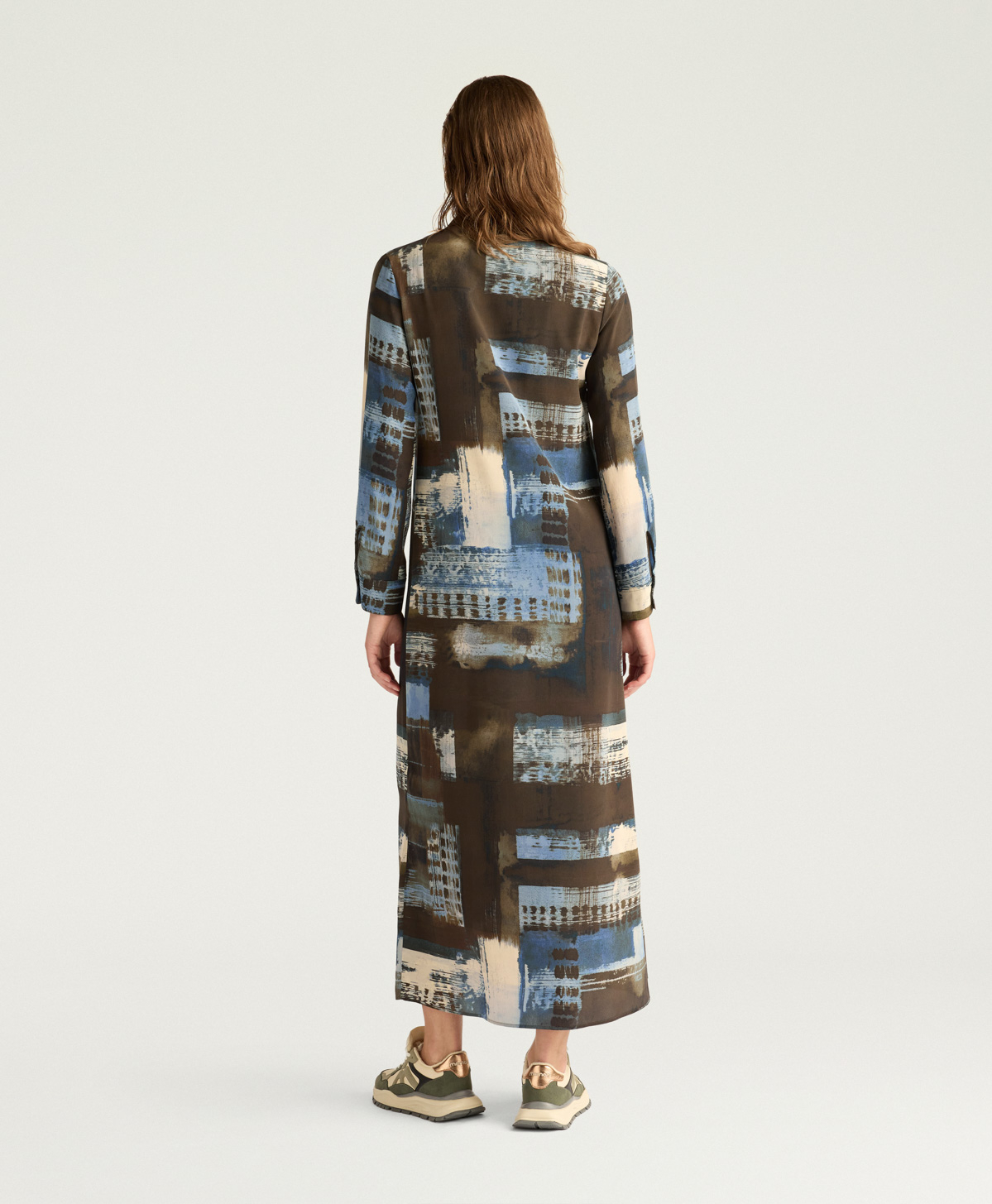 ROBE ROWEN EN CRÊPE DE CHINE IMPRIMÉ - MULTICOLORE CHOCOLAT - Momonì