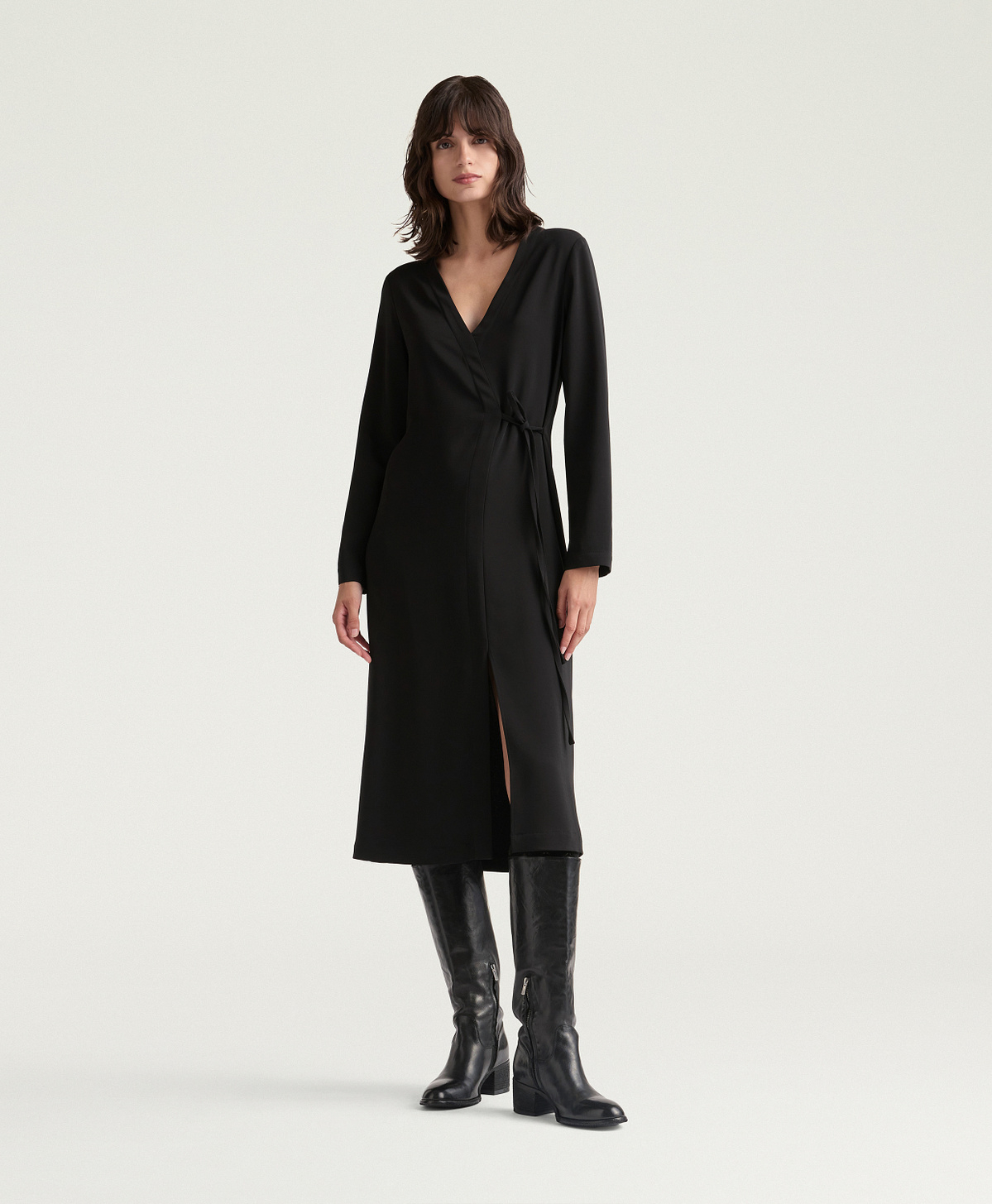 VESTITO LAVANDER IN CADÌ VISCOSA STRETCH - NERO - Momonì