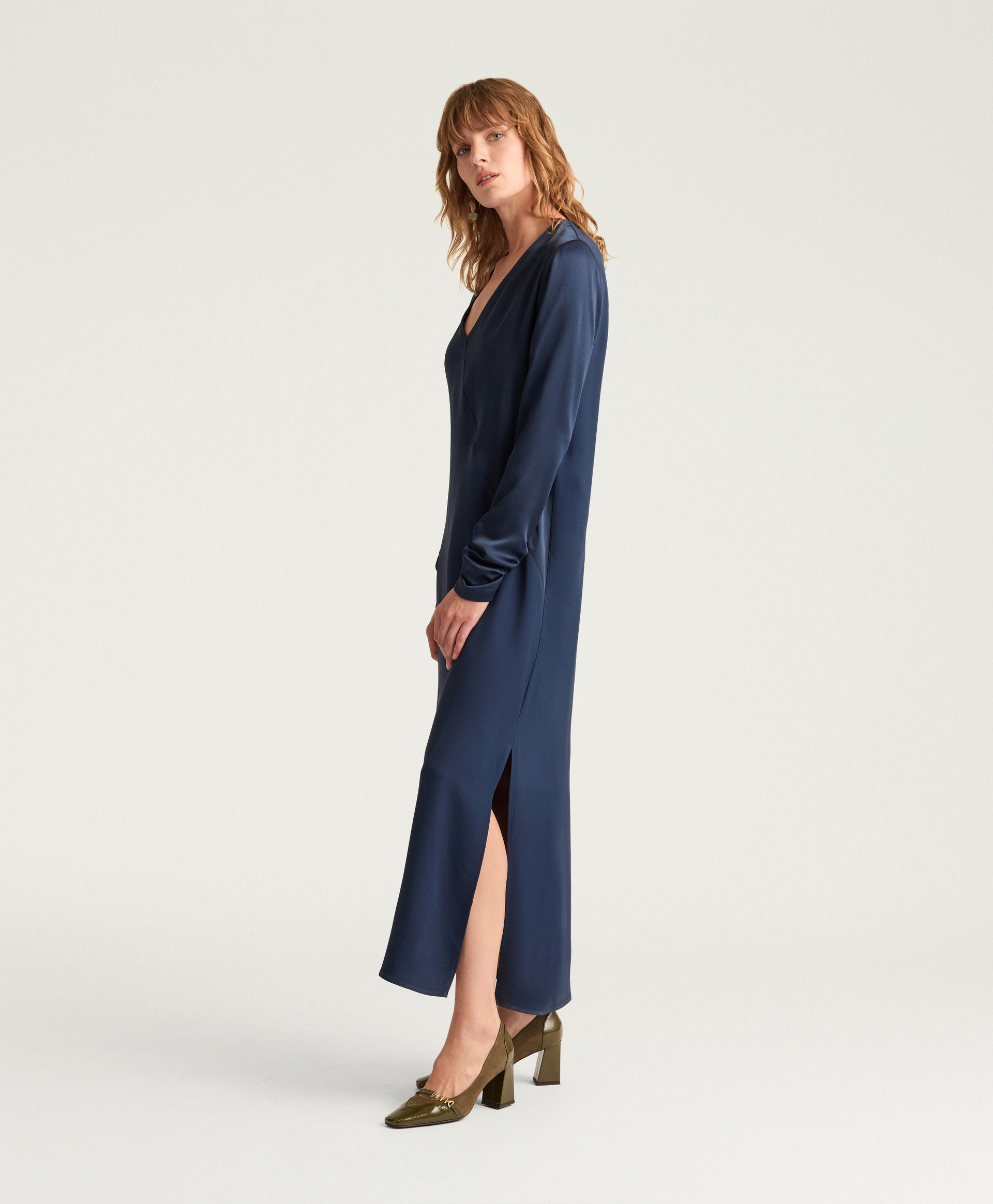 ROBE ROSE EN ENVERS SATIN - ENCRE - Momonì