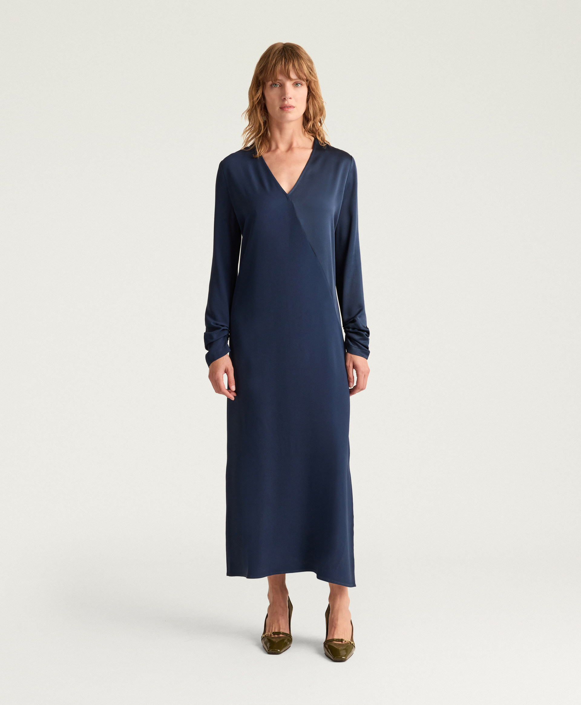 ROBE ROSE EN ENVERS SATIN - ENCRE - Momonì