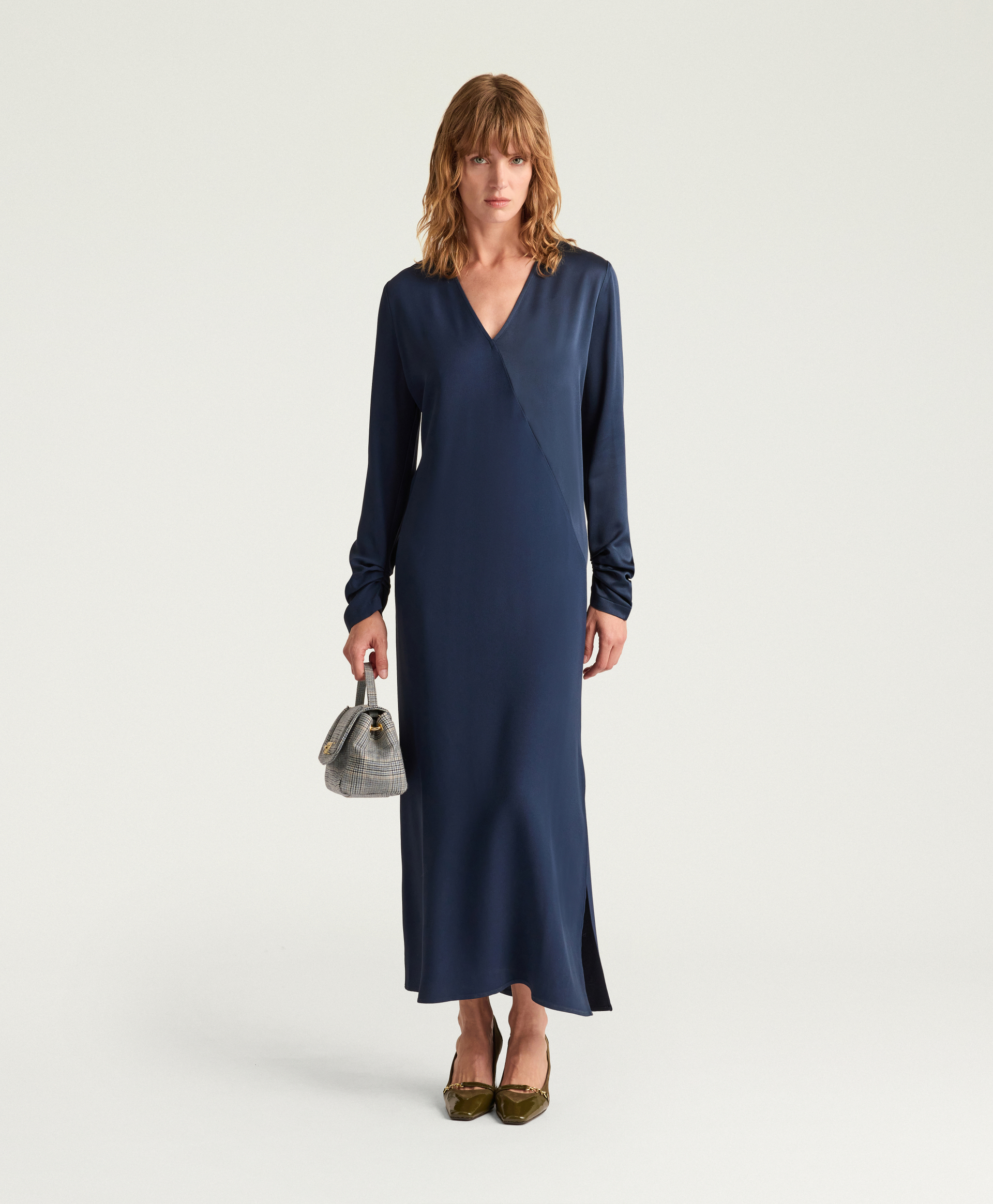 ROBE ROSE EN ENVERS SATIN - ENCRE - Momonì
