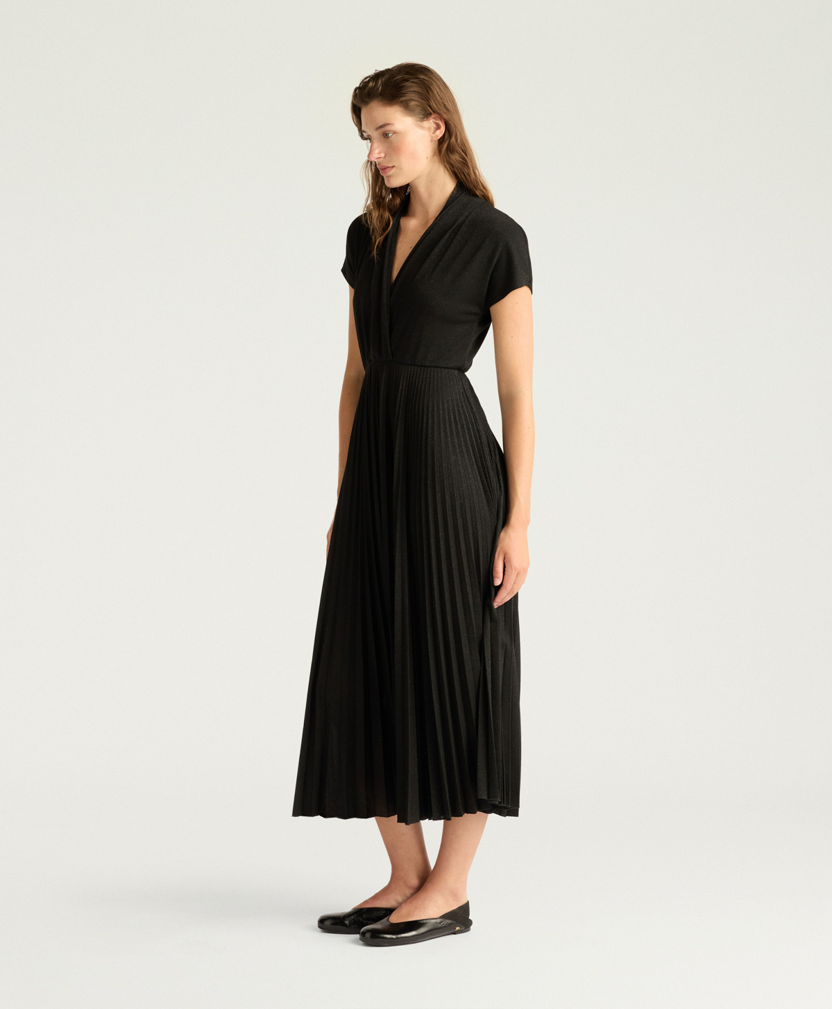 VESTIDO DERBY DE PUNTO LÚREX COLOR LISO - NEGRO - Momonì