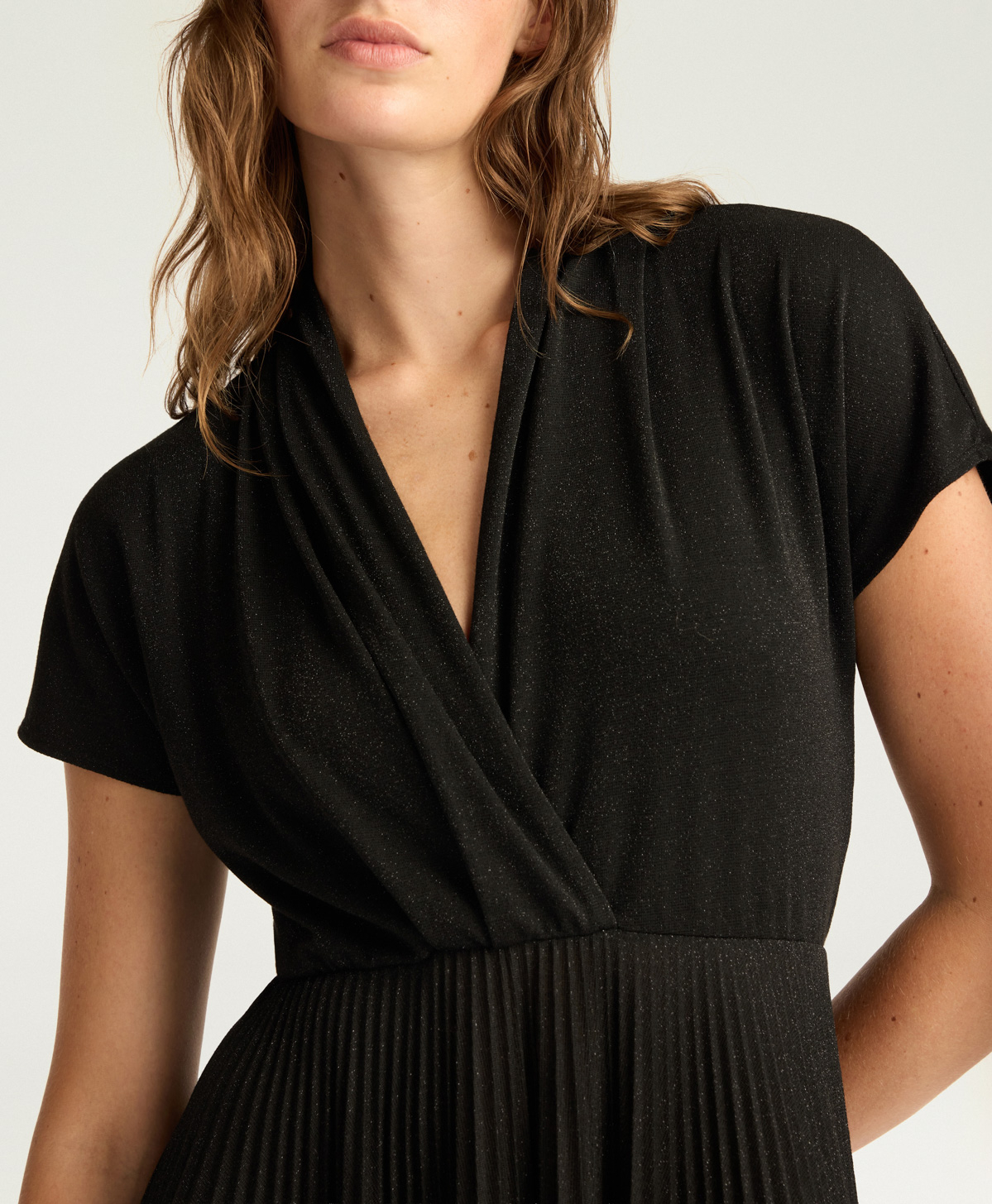VESTIDO DERBY DE PUNTO LÚREX COLOR LISO - NEGRO - Momonì