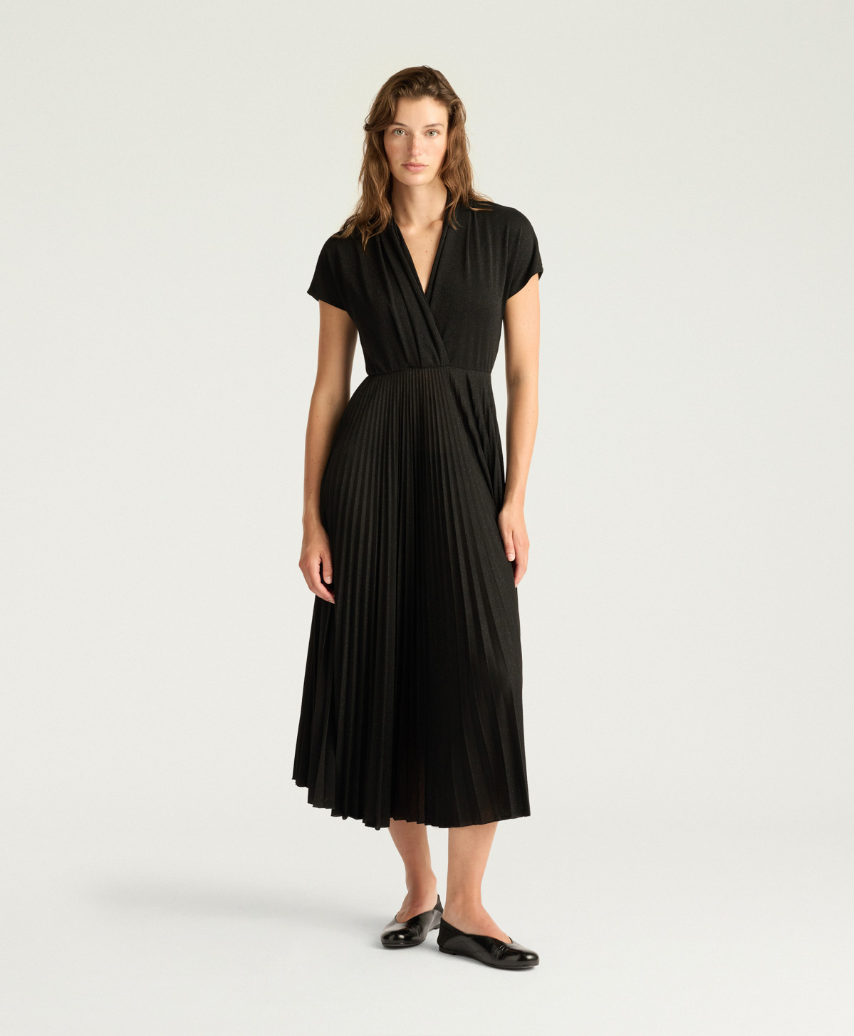 VESTIDO DERBY DE PUNTO LÚREX COLOR LISO - NEGRO - Momonì