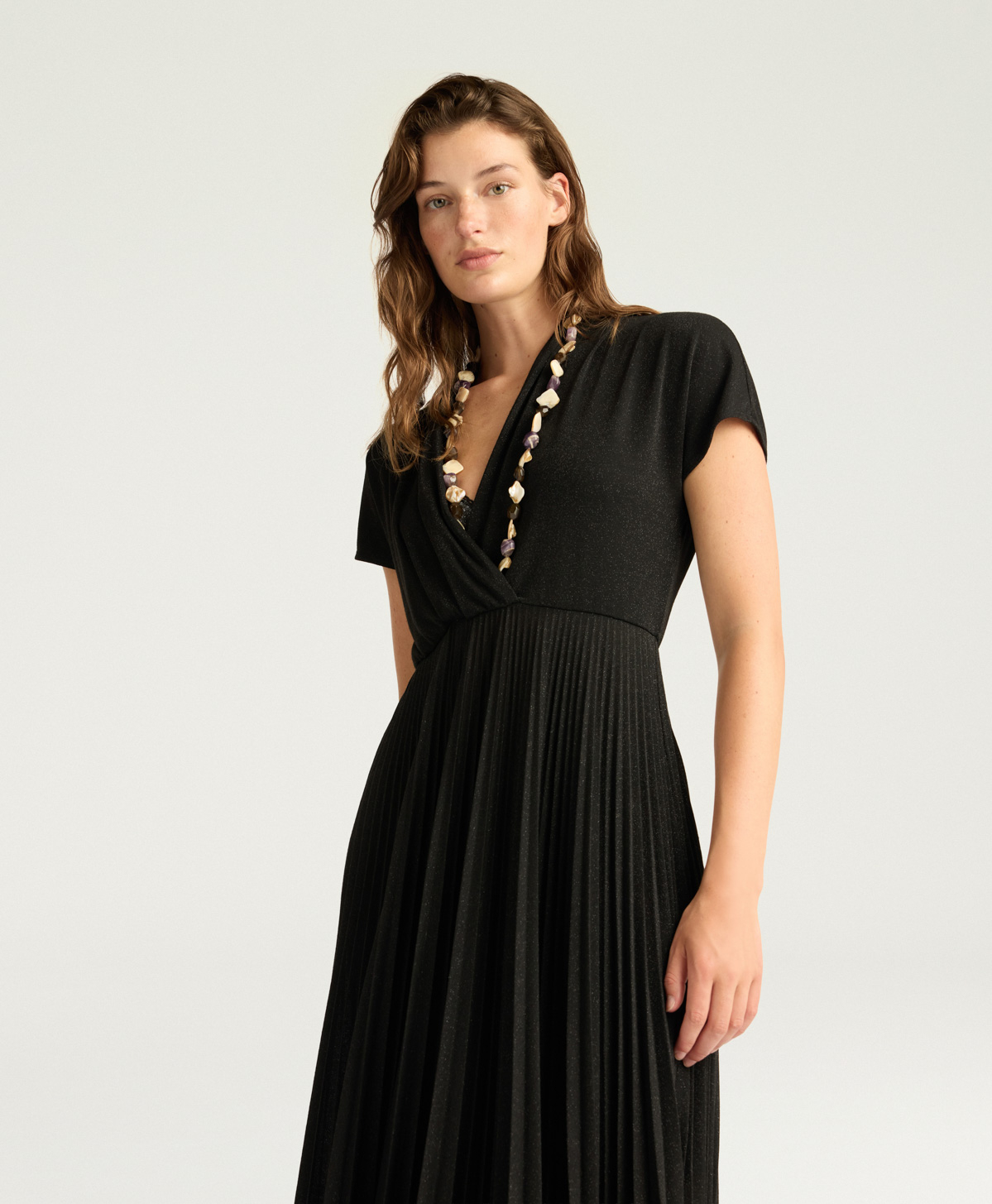 VESTIDO DERBY DE PUNTO LÚREX COLOR LISO - NEGRO - Momonì