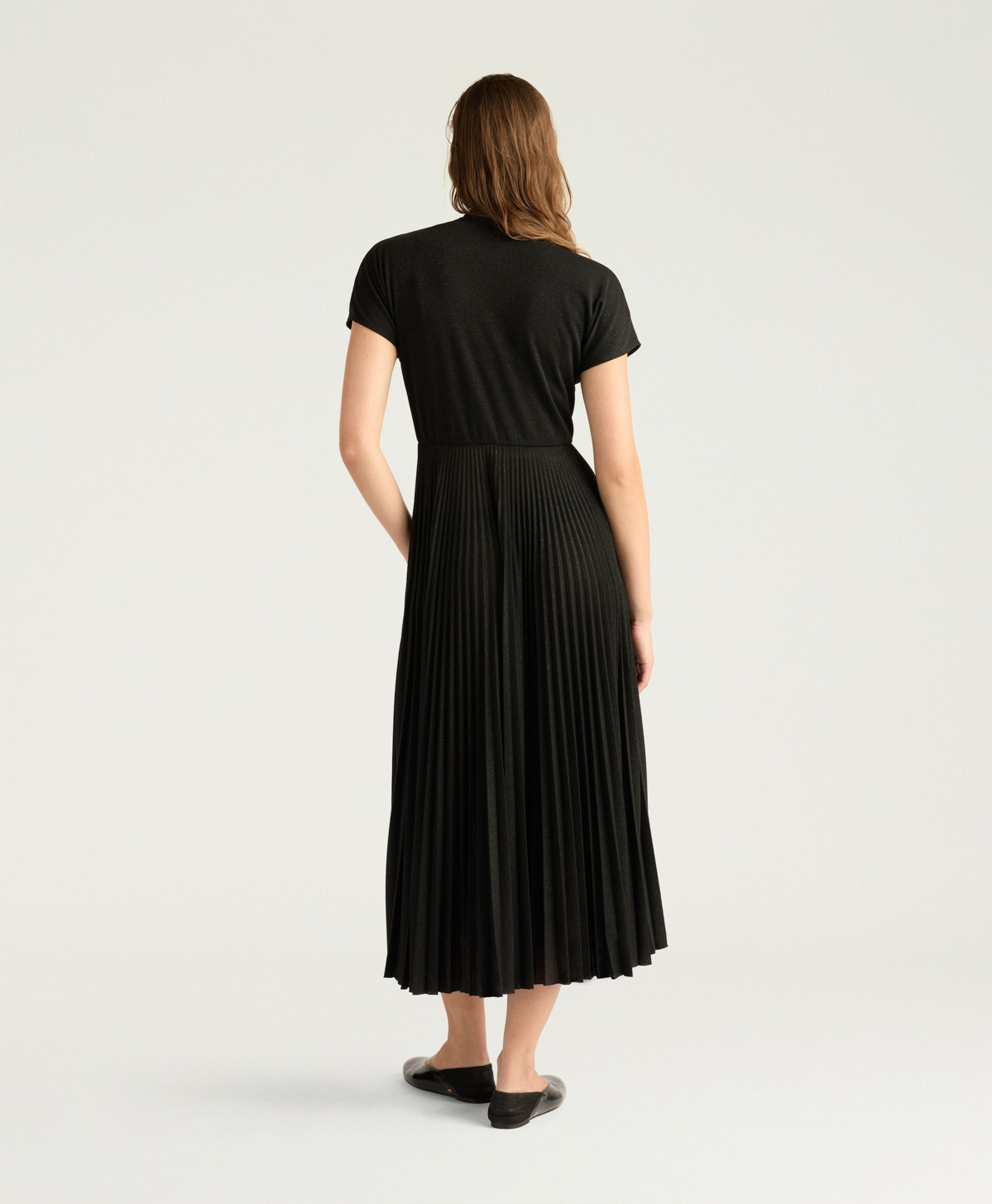 VESTIDO DERBY DE PUNTO LÚREX COLOR LISO - NEGRO - Momonì