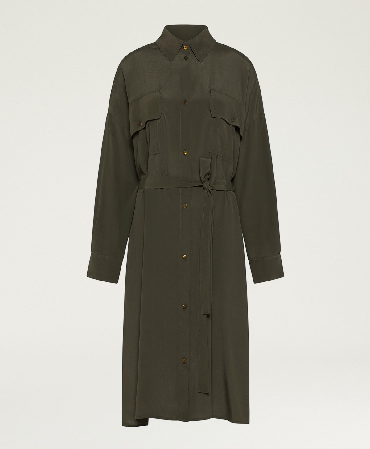 ROBE JOYCE EN ACÉTATE/SOIE UNIE - VERT FONCÉ - Momonì