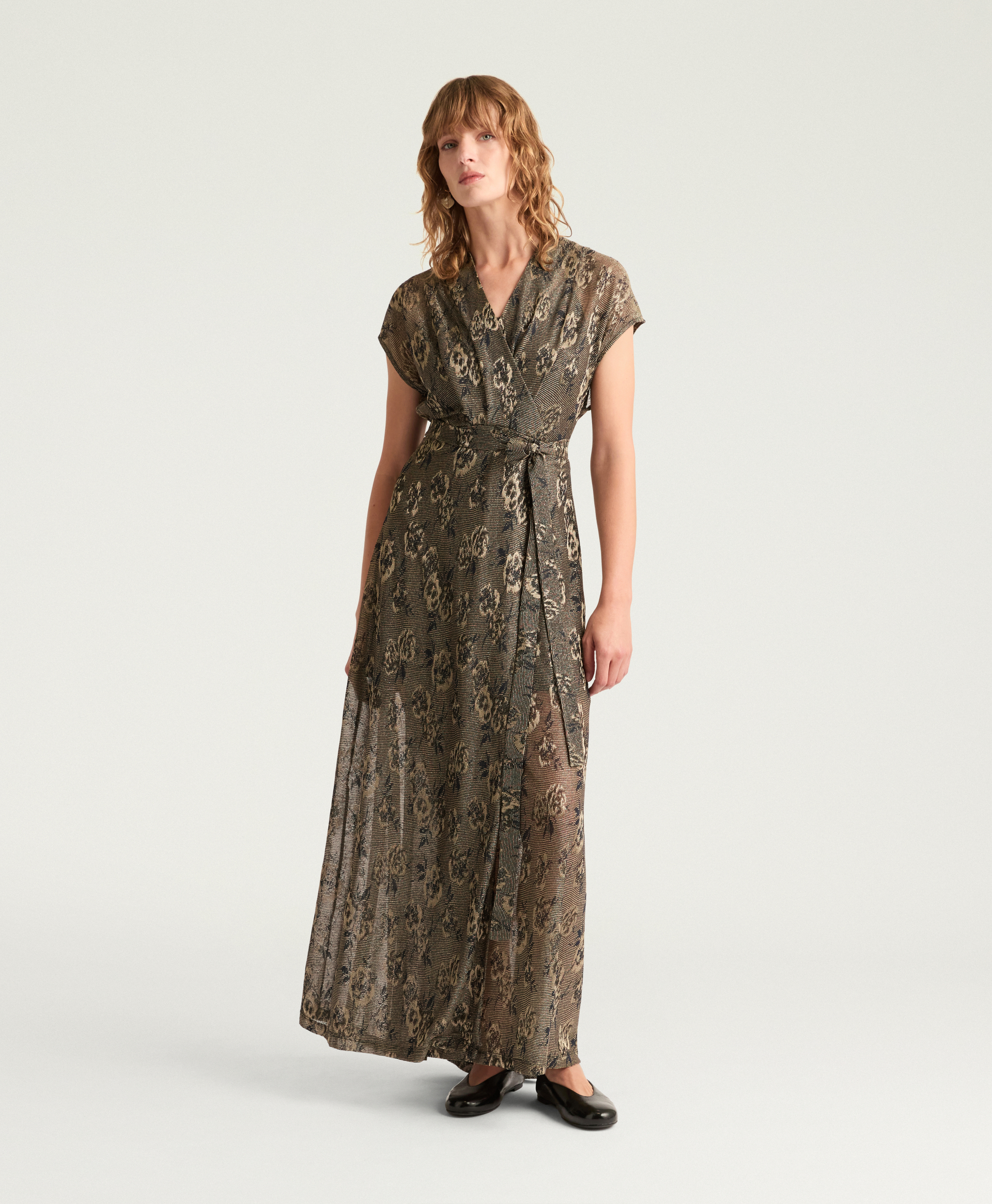 JESSICA DRESS IN LUREX JACQUARD JERSEY - ARMY GREEN MULTICOLOR - Momonì
