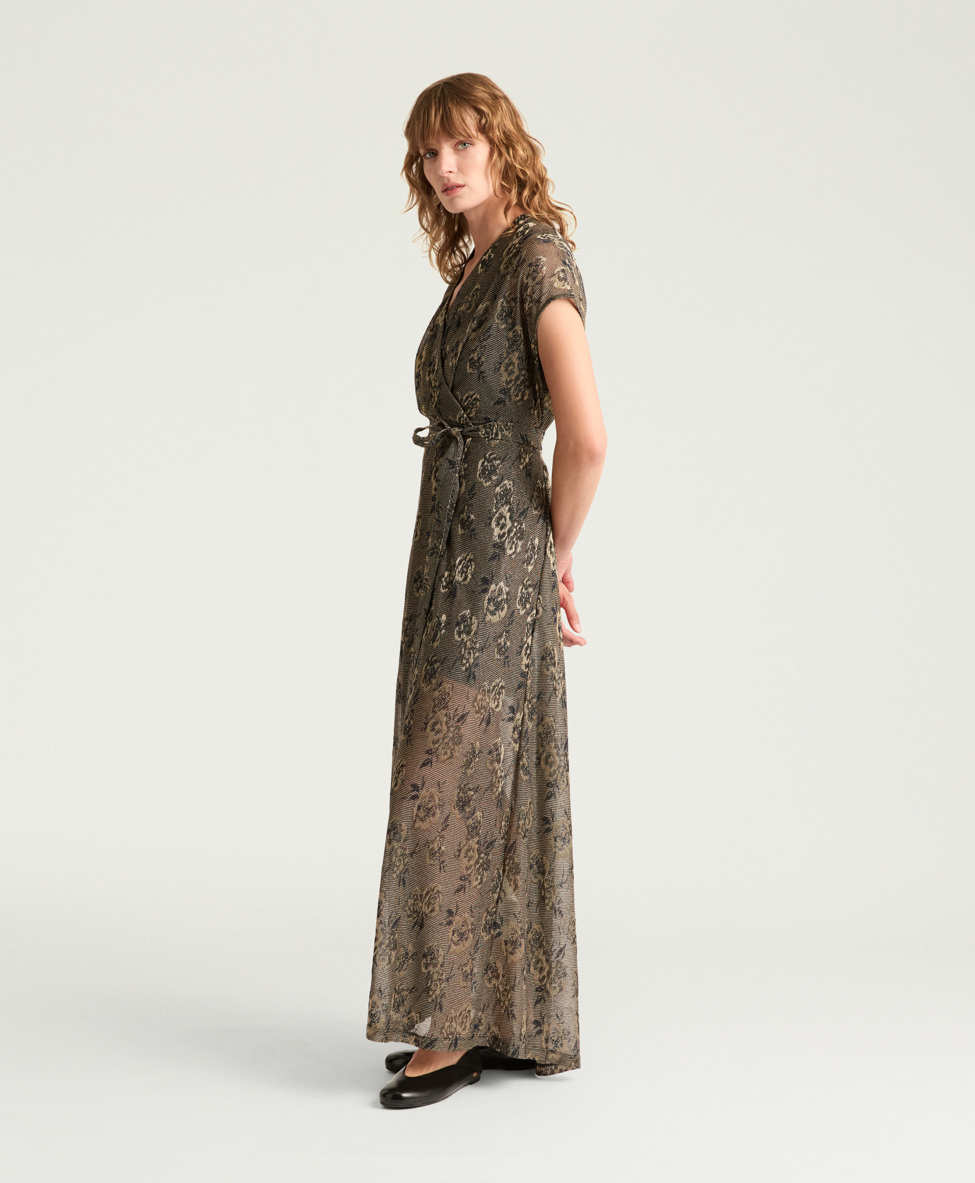 JESSICA DRESS IN LUREX JACQUARD JERSEY - ARMY GREEN MULTICOLOR - Momonì