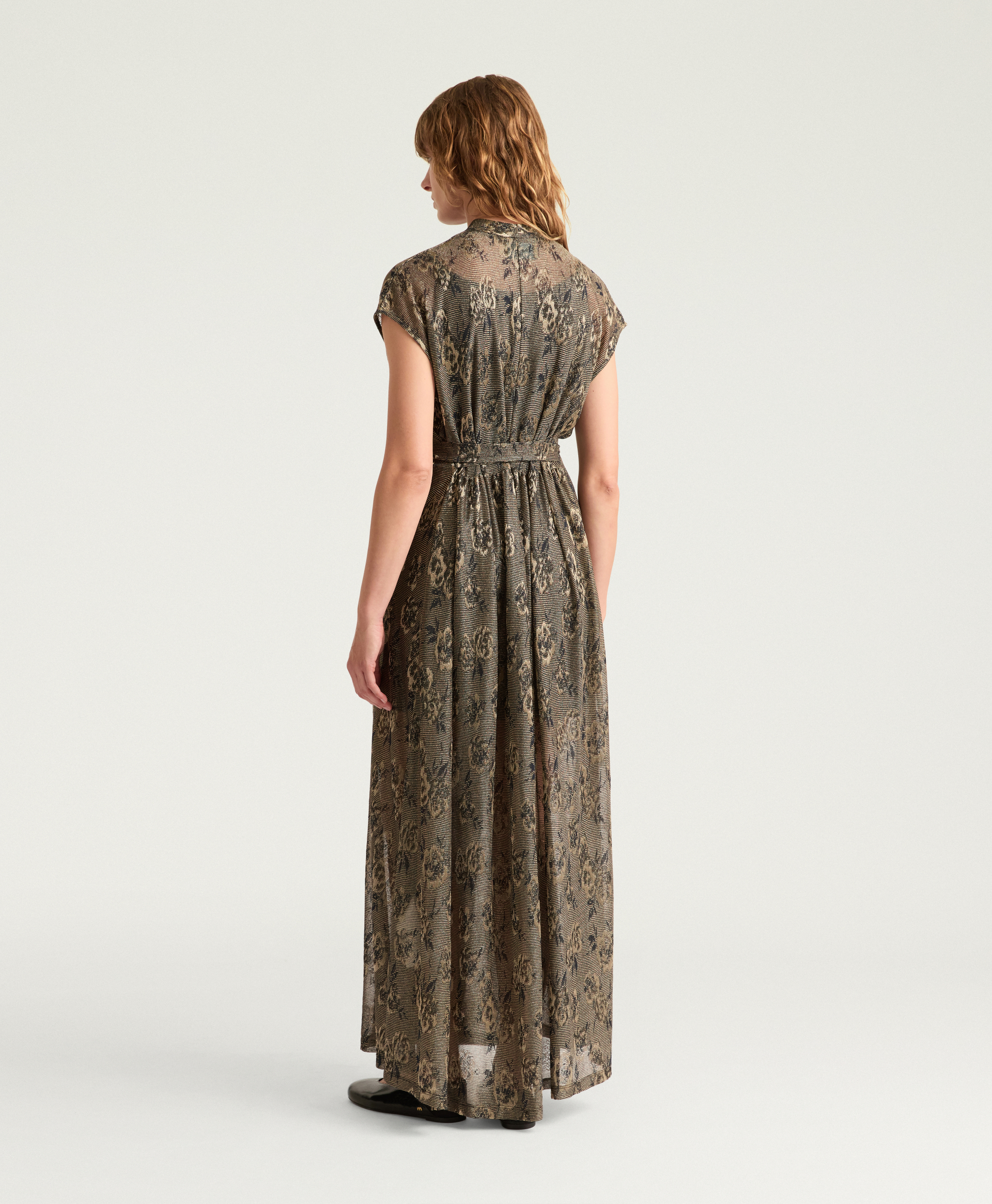 JESSICA DRESS IN LUREX JACQUARD JERSEY - ARMY GREEN MULTICOLOR - Momonì