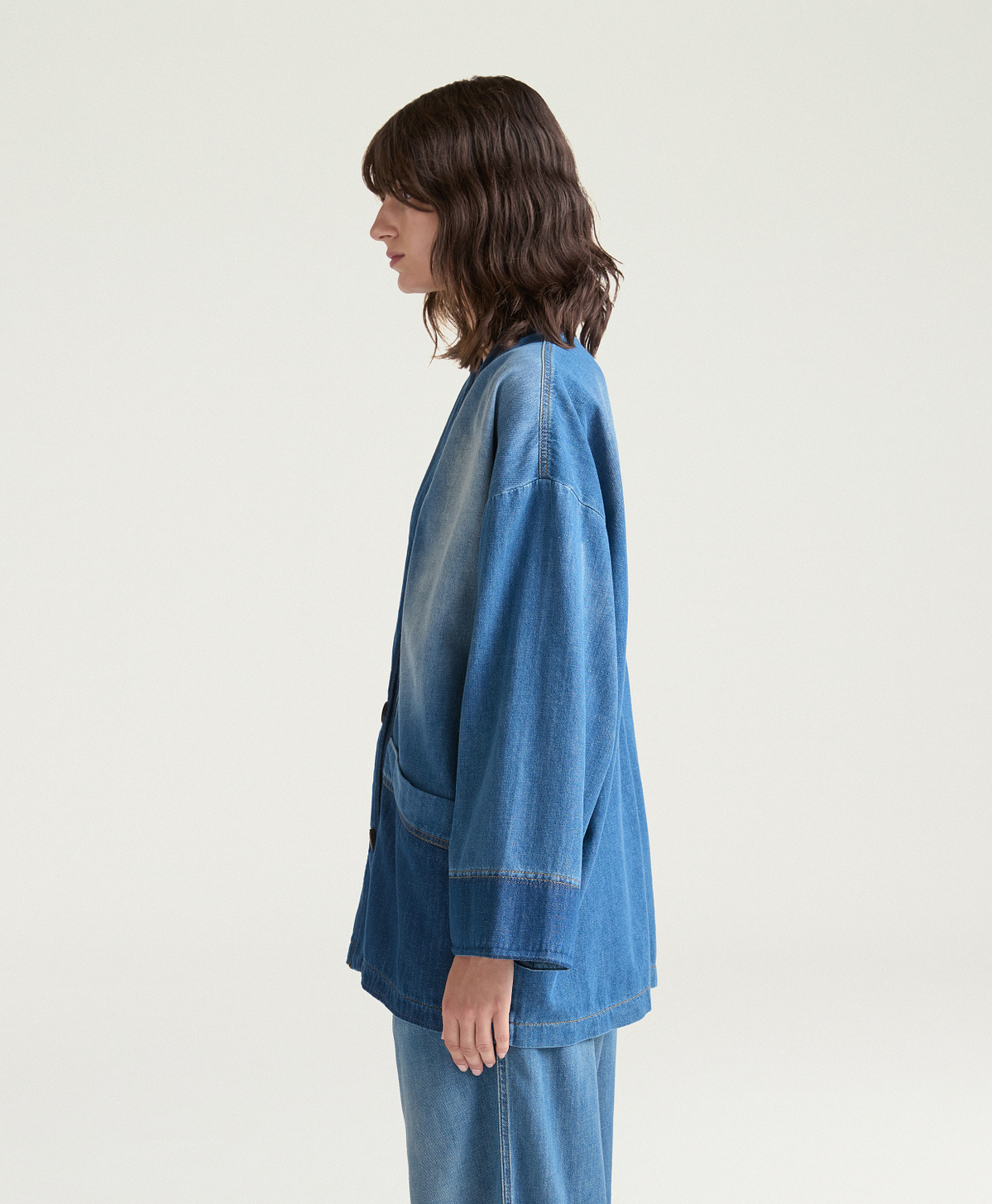 CAROLINE JACKET IN 8 OZ INDIGO DENIM - BLUE JEANS - Momonì